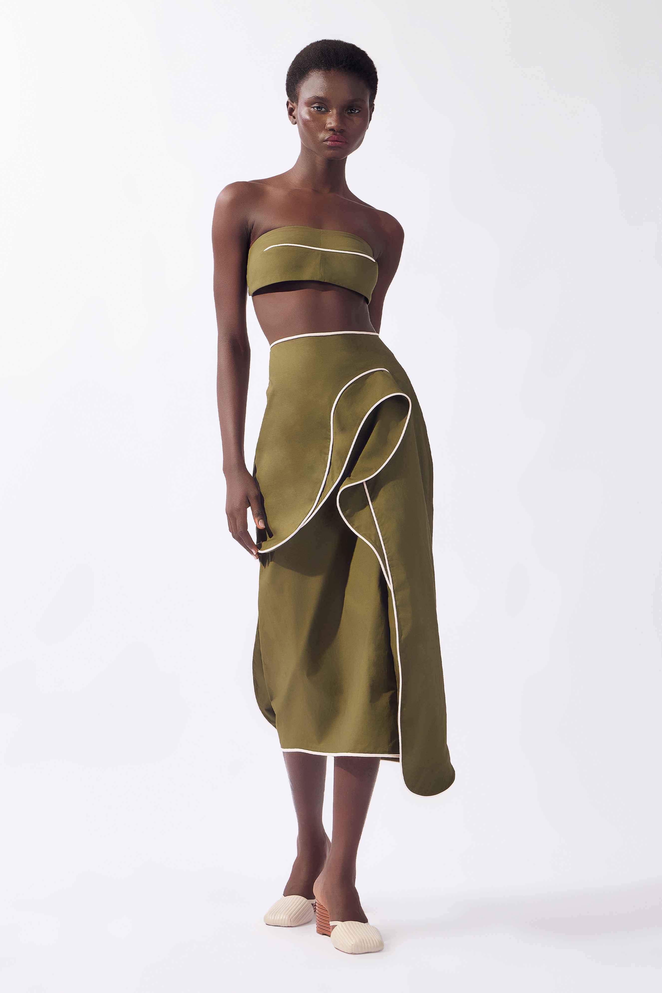 Saia Midi Com Babados Lina Pois Lisos