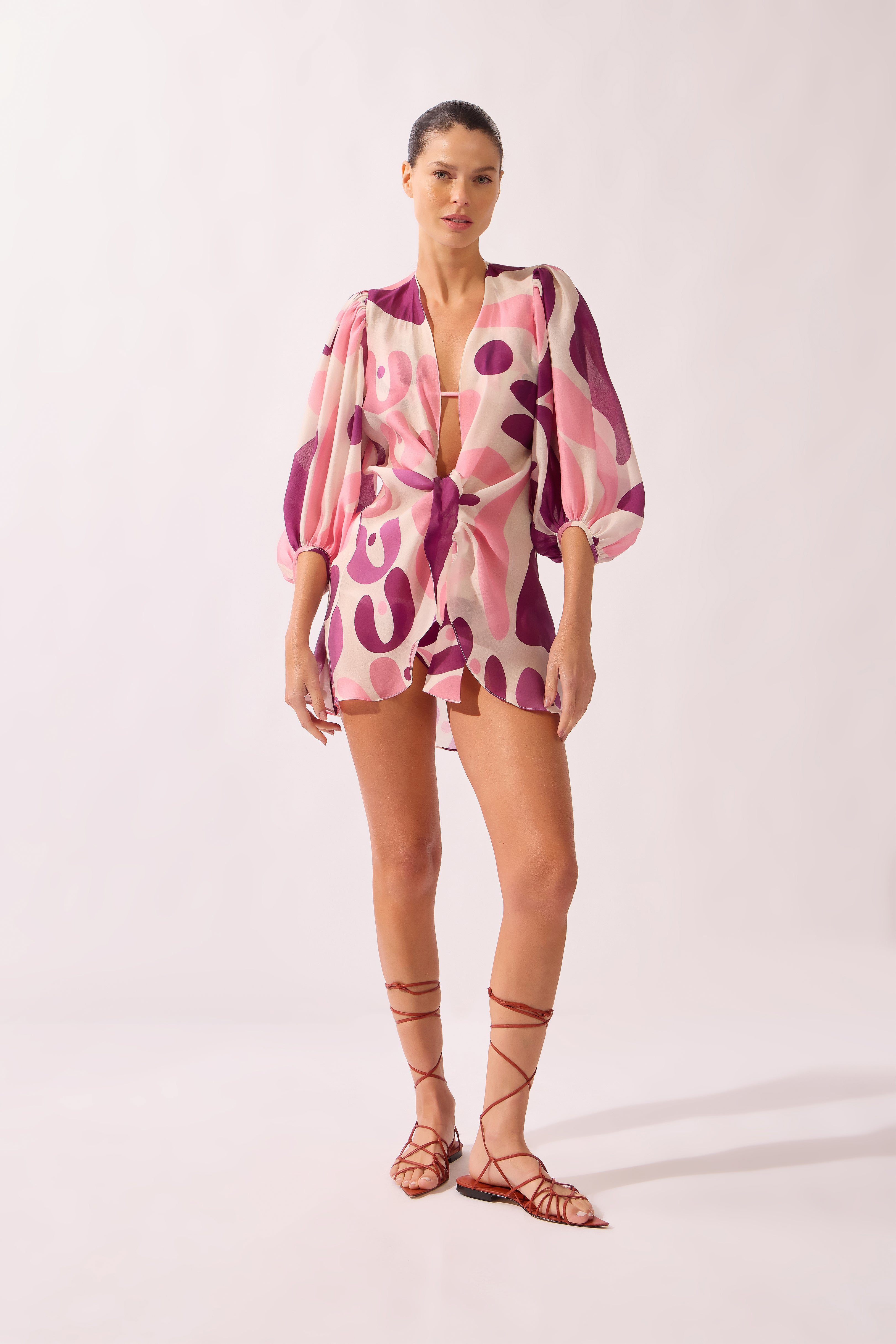 Camisa Longa De Amarrar Bold Floral