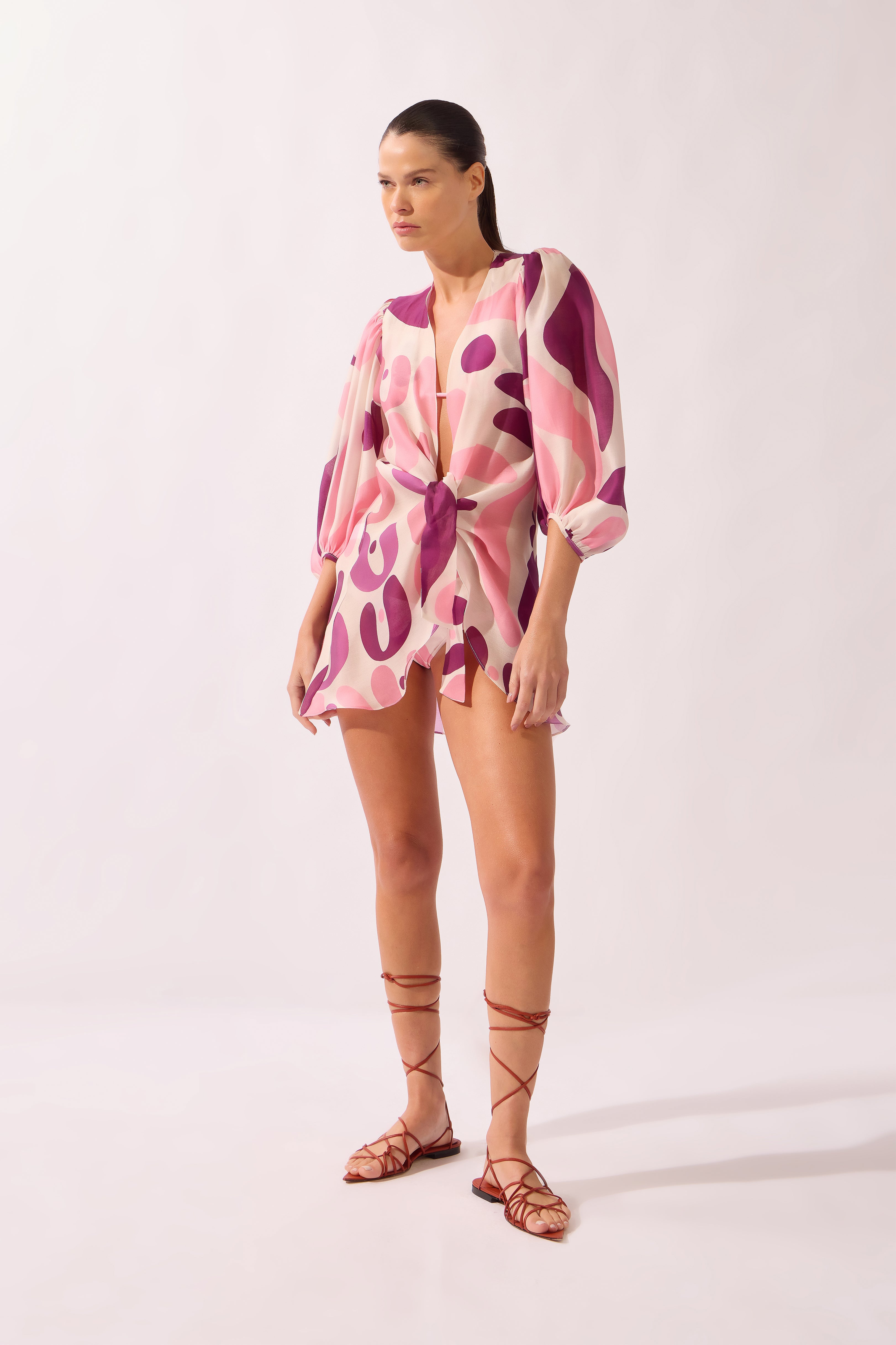 Camisa Longa De Amarrar Bold Floral