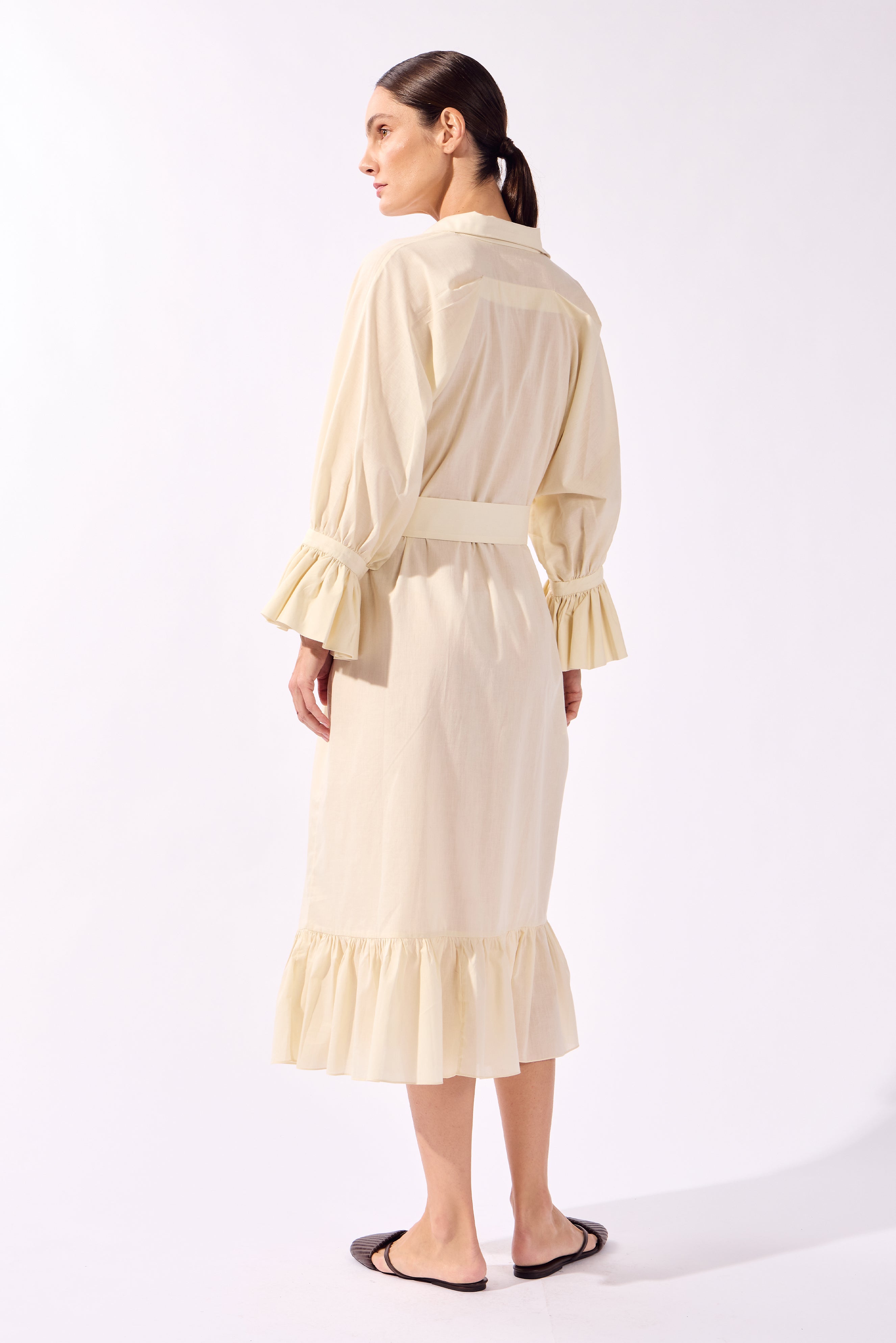 Vestido Midi Raglan Babados Bold Noir