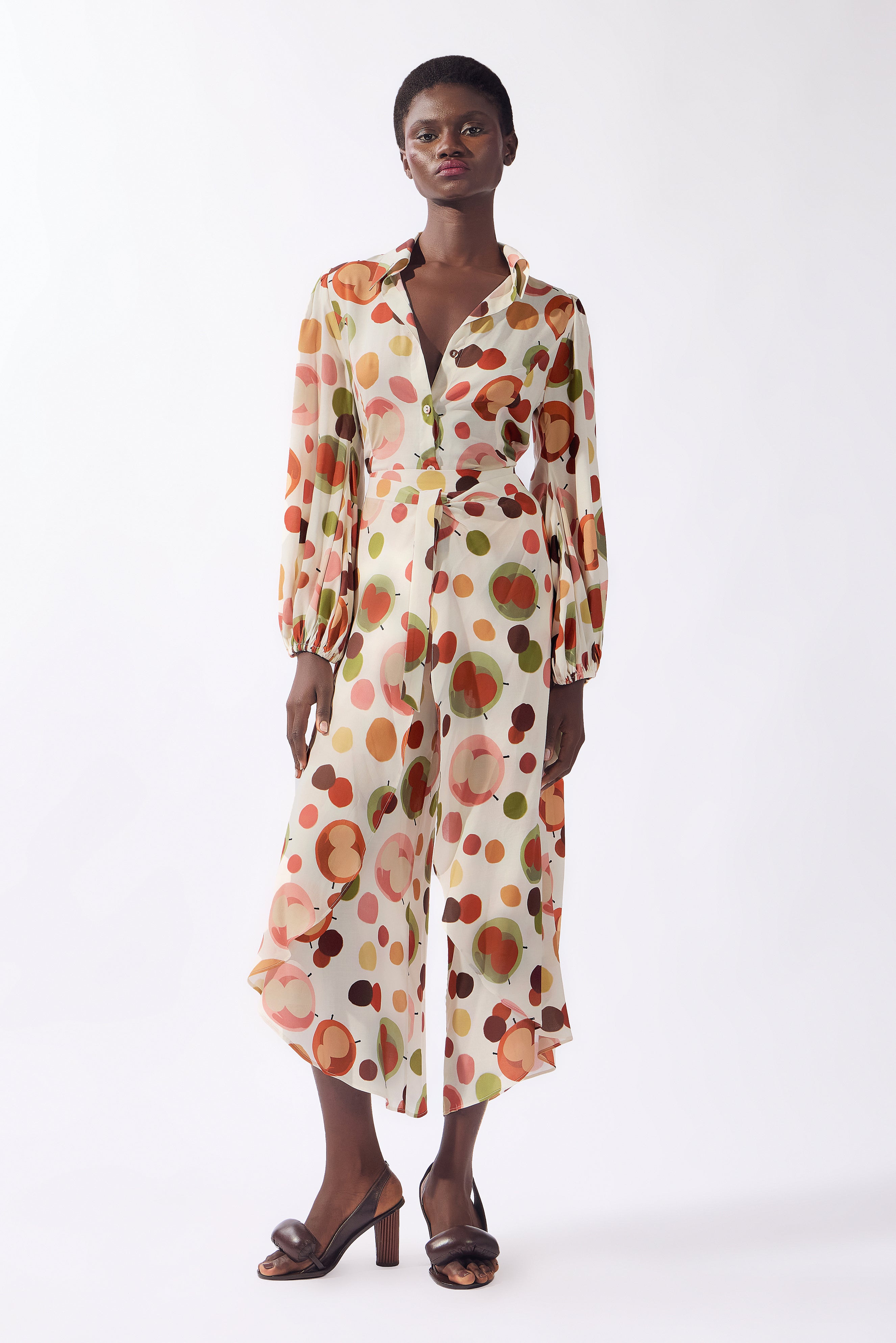 Camisa Manga Bufante Lina Pois