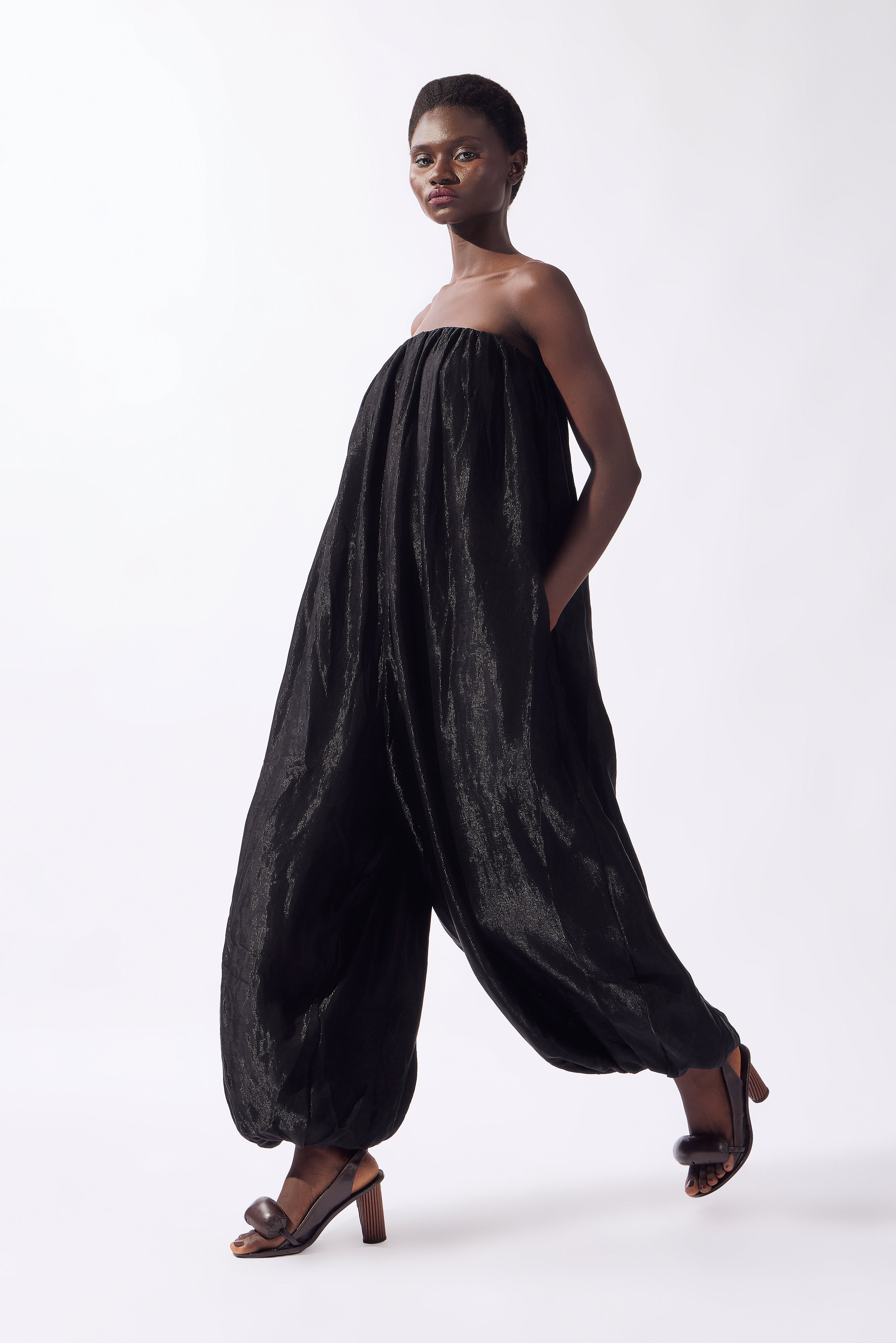 Jumpsuit Maxi Volume Pois e Foliage Lisos