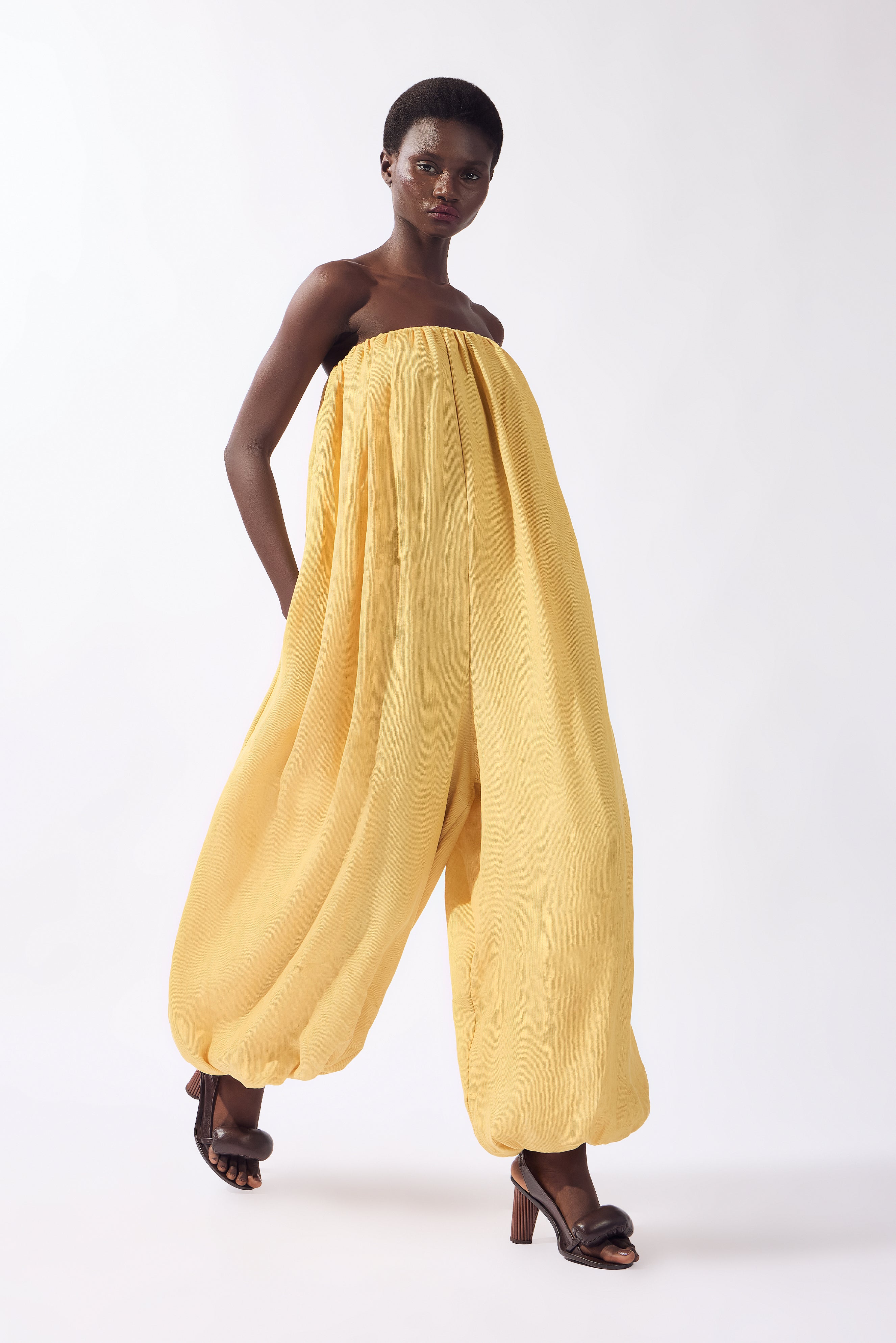 Jumpsuit Maxi Volume Pois e Foliage Lisos