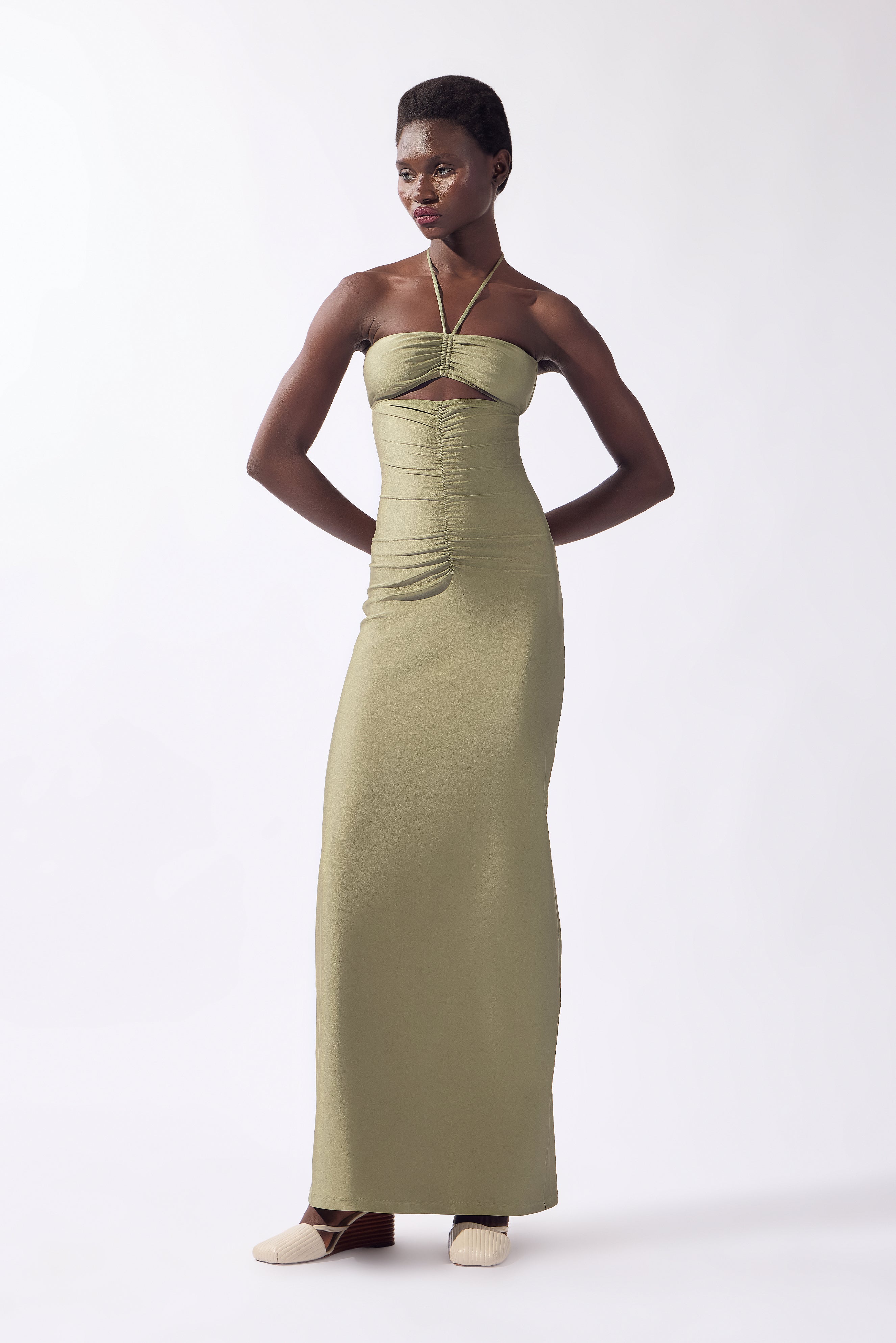 Vestido Longo Franzido Bold Noir