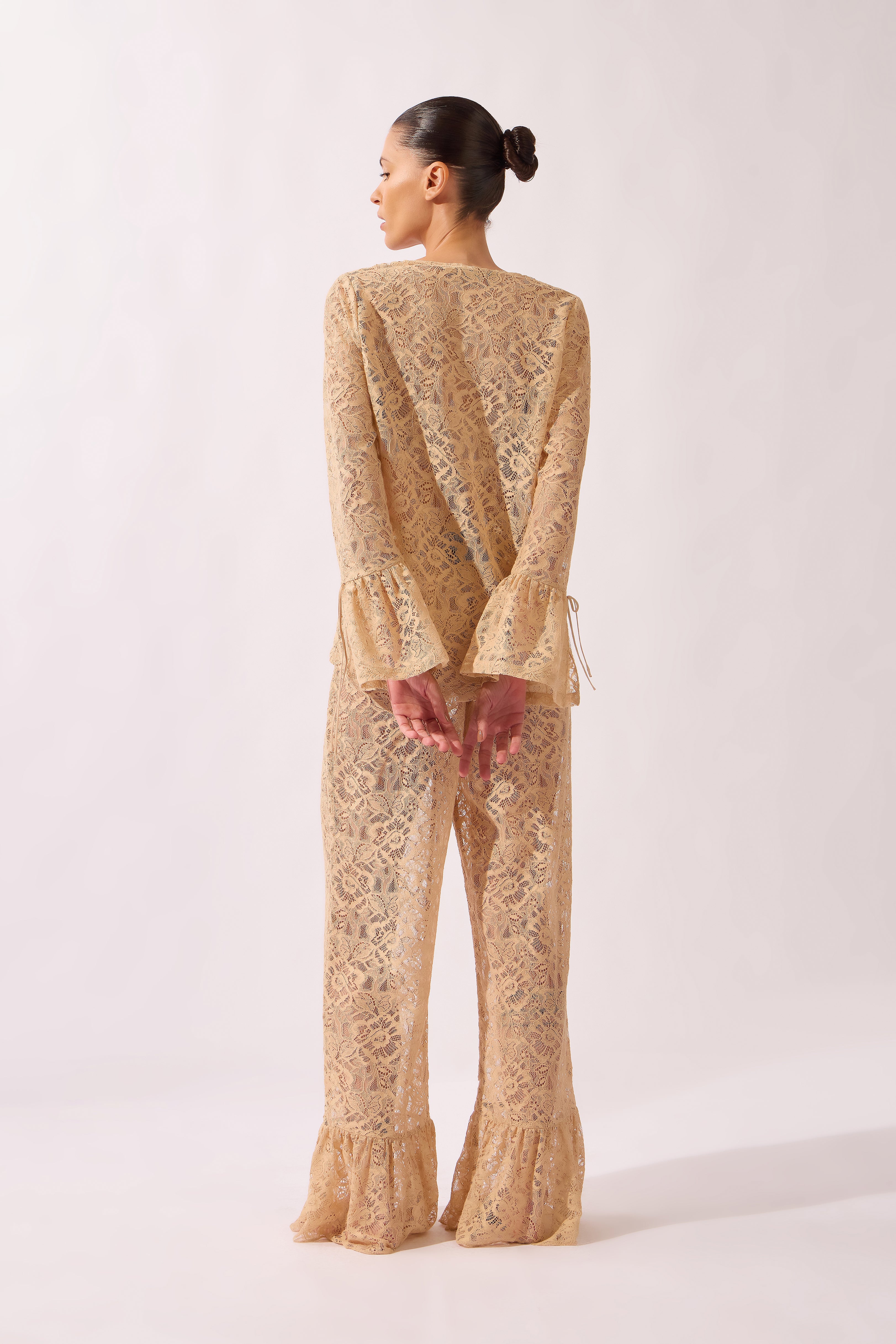 Calça De Renda Pois e Foliage Lisos