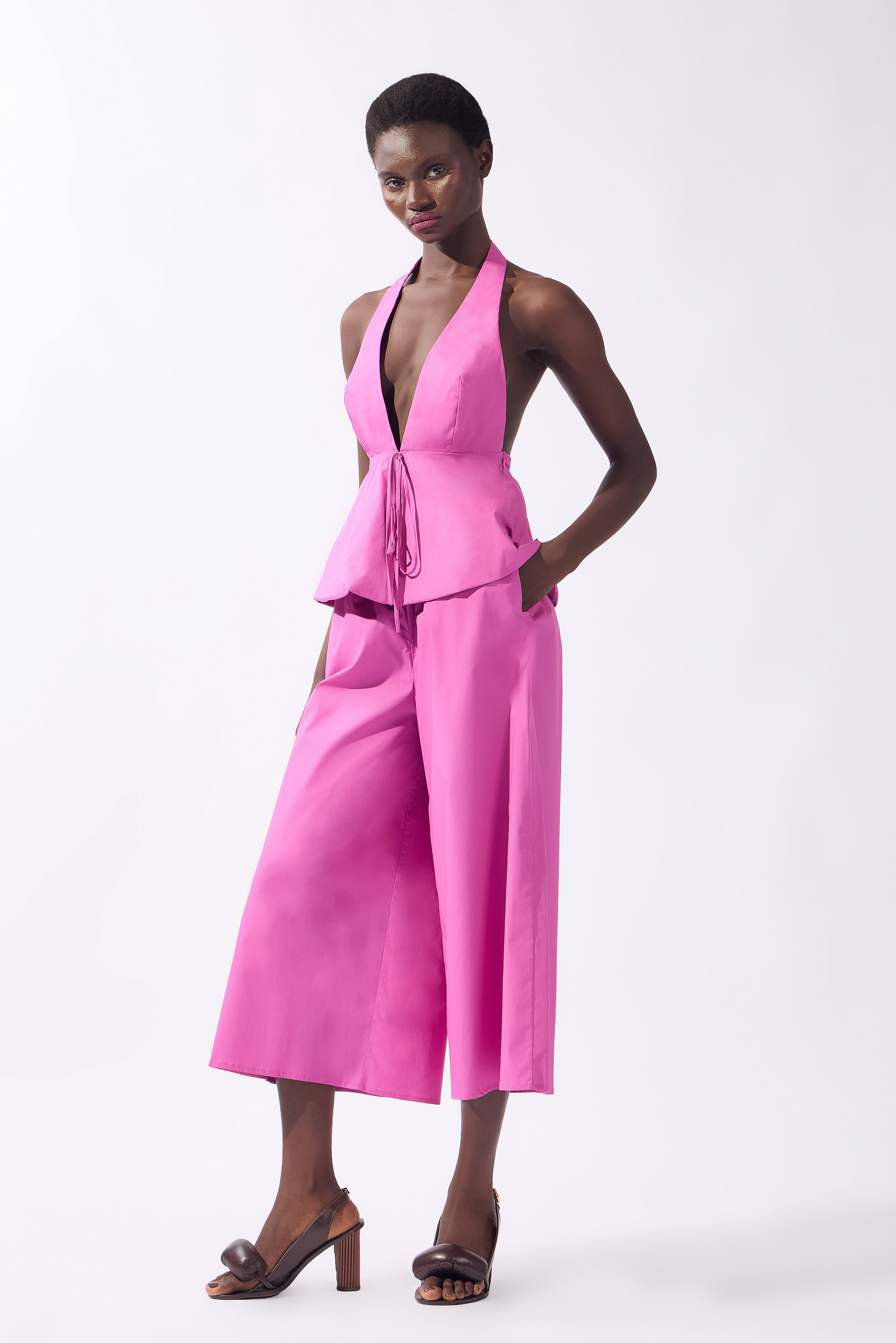 Calça Pantacourt Pois e Foliage Lisos