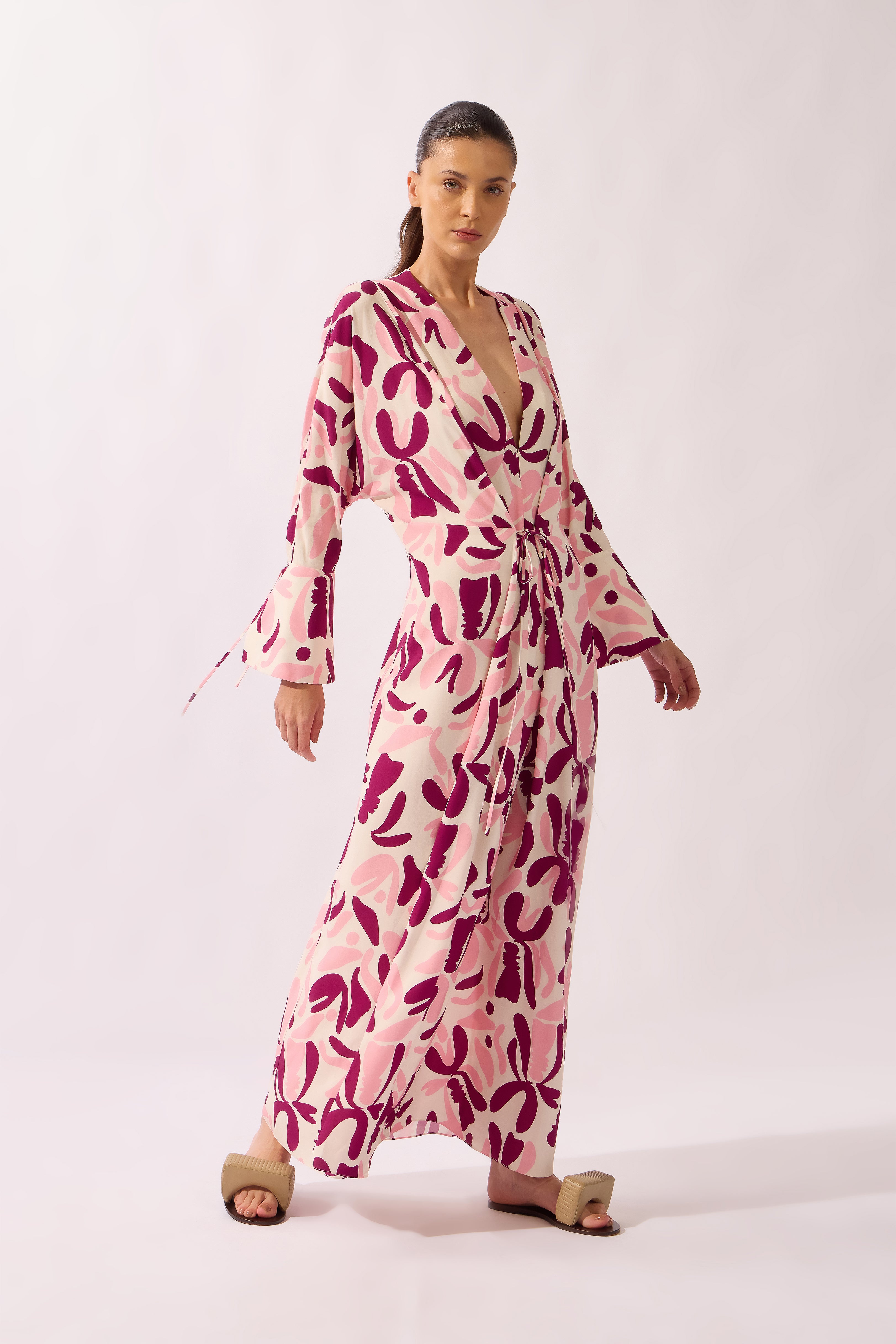 Vestido Longo Decote V Bold Floral