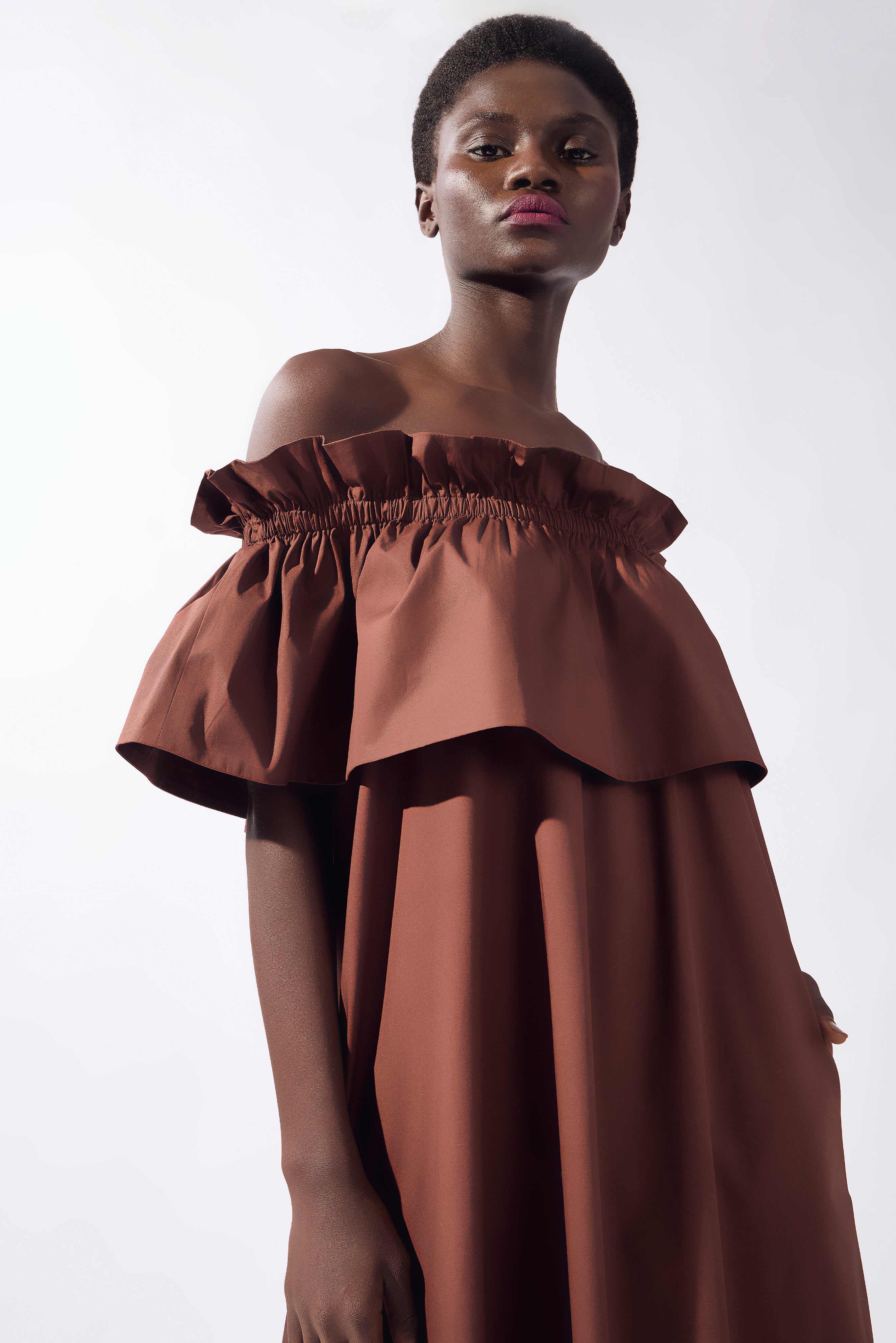 Vestido Longo Ombro A Ombro Alpine Flower Liso