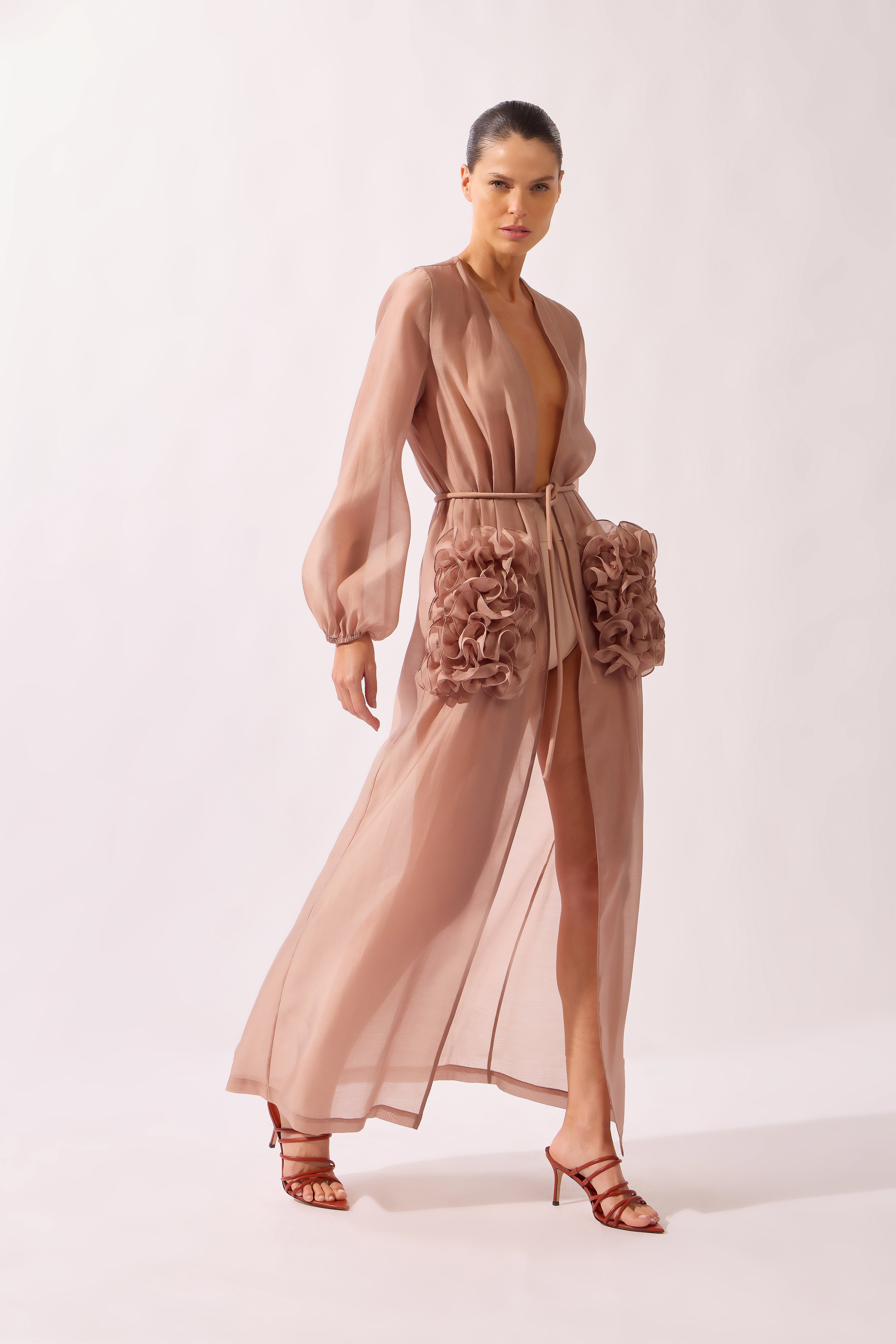 Robe Longo Bolsos E Babados