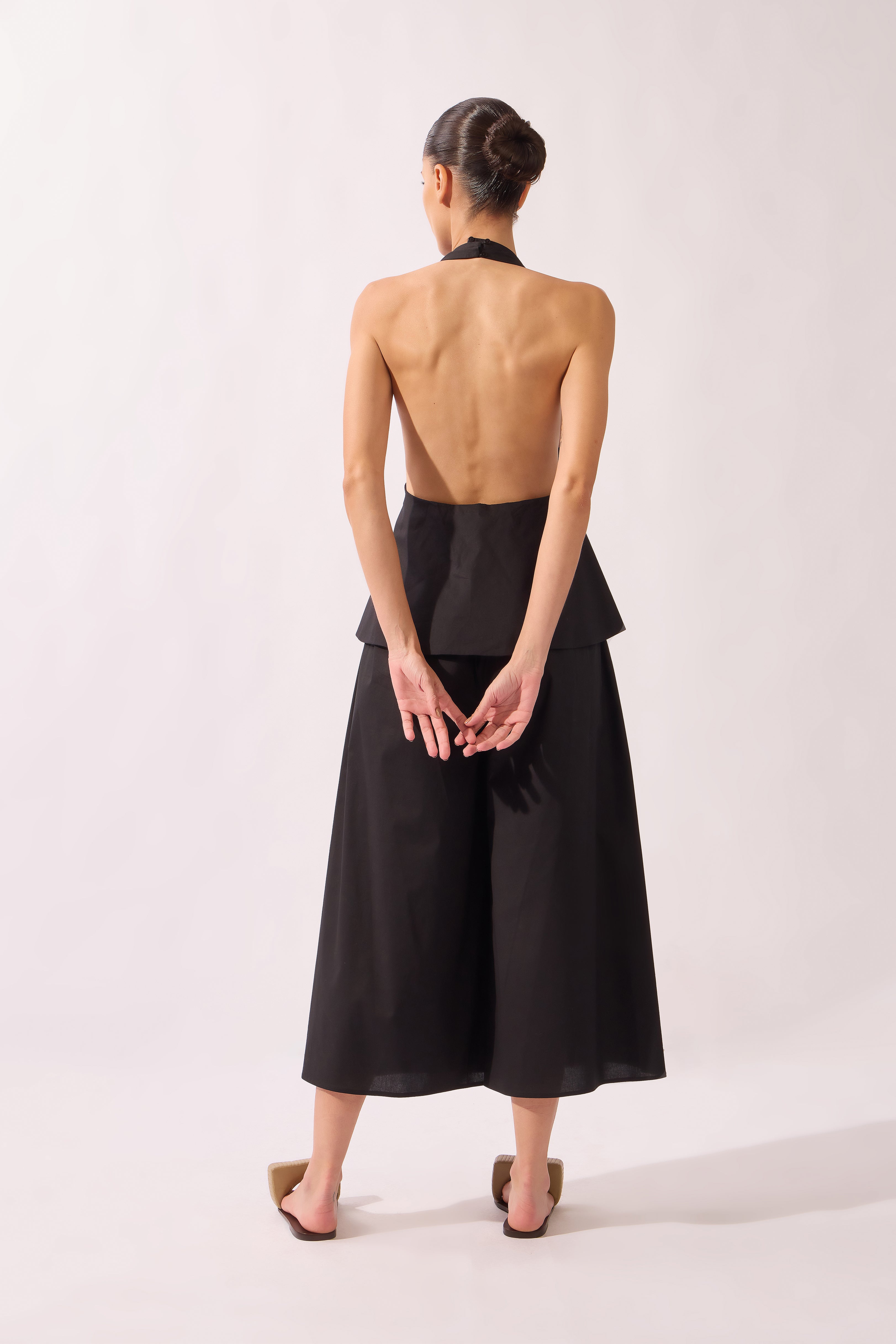 Blusa Peplum Frente Única Pois e Foliage Lisos