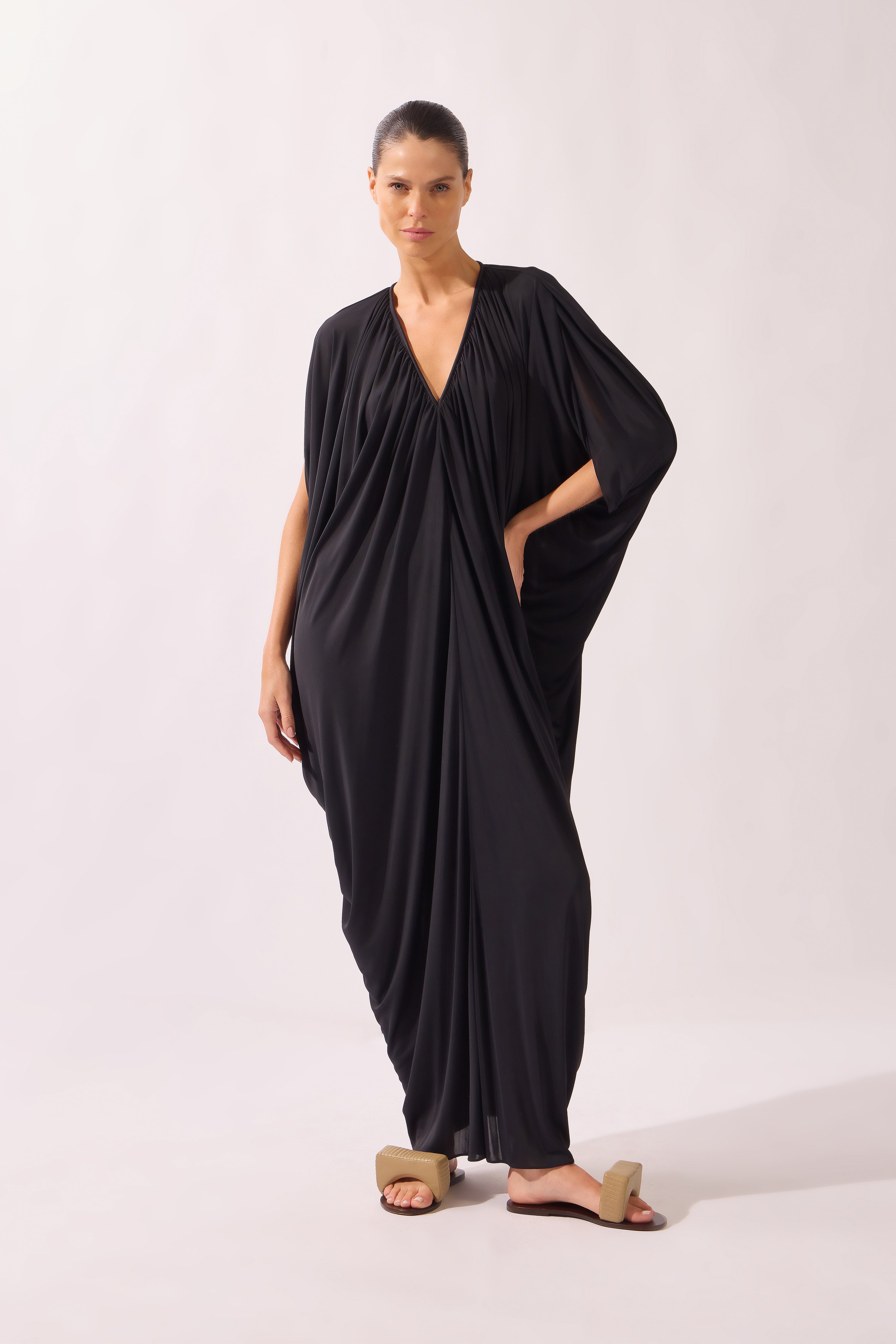 Vestido Longo Decote V Bold Noir