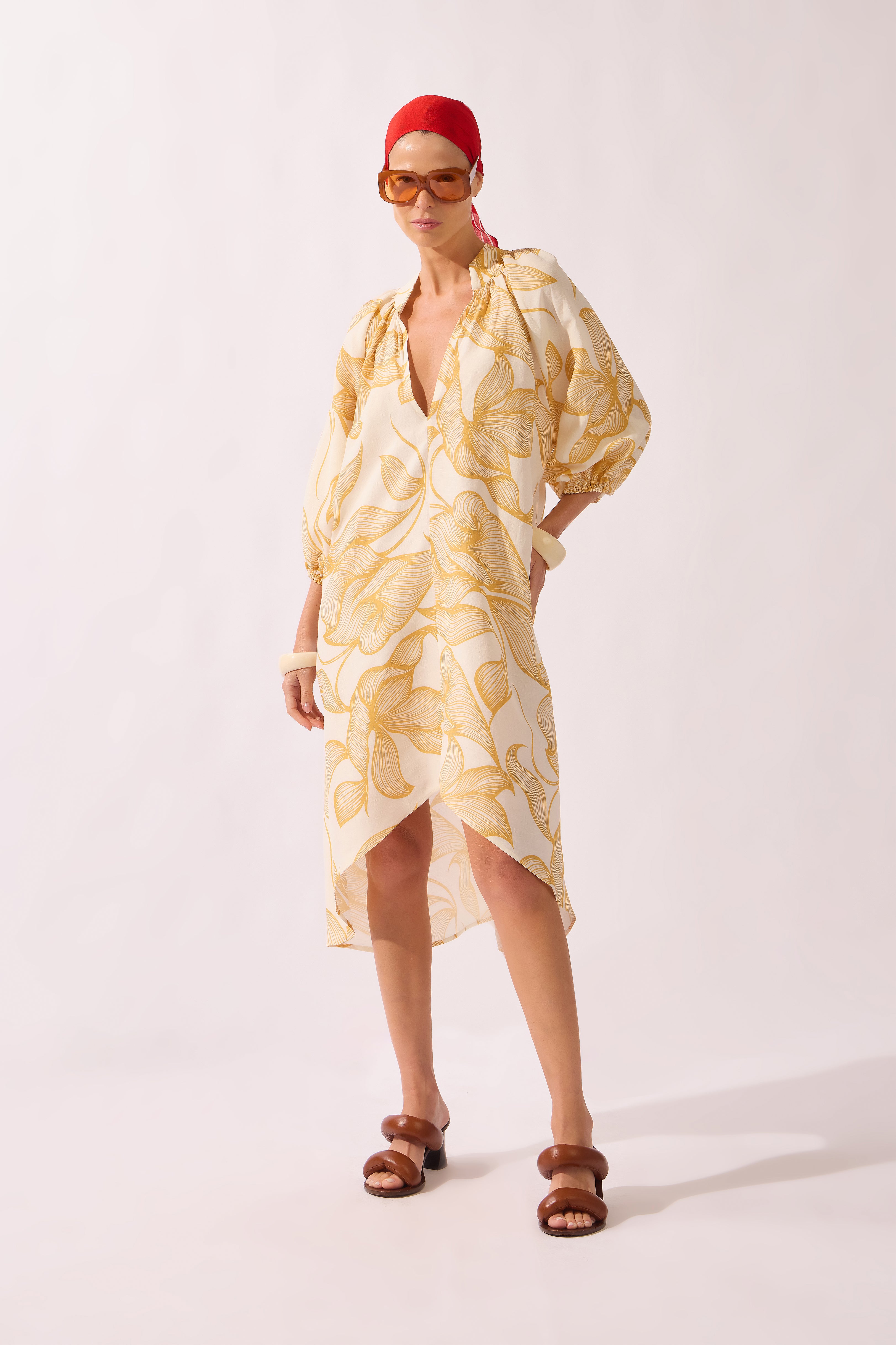 Tunica Midi Decote V Line Foliage