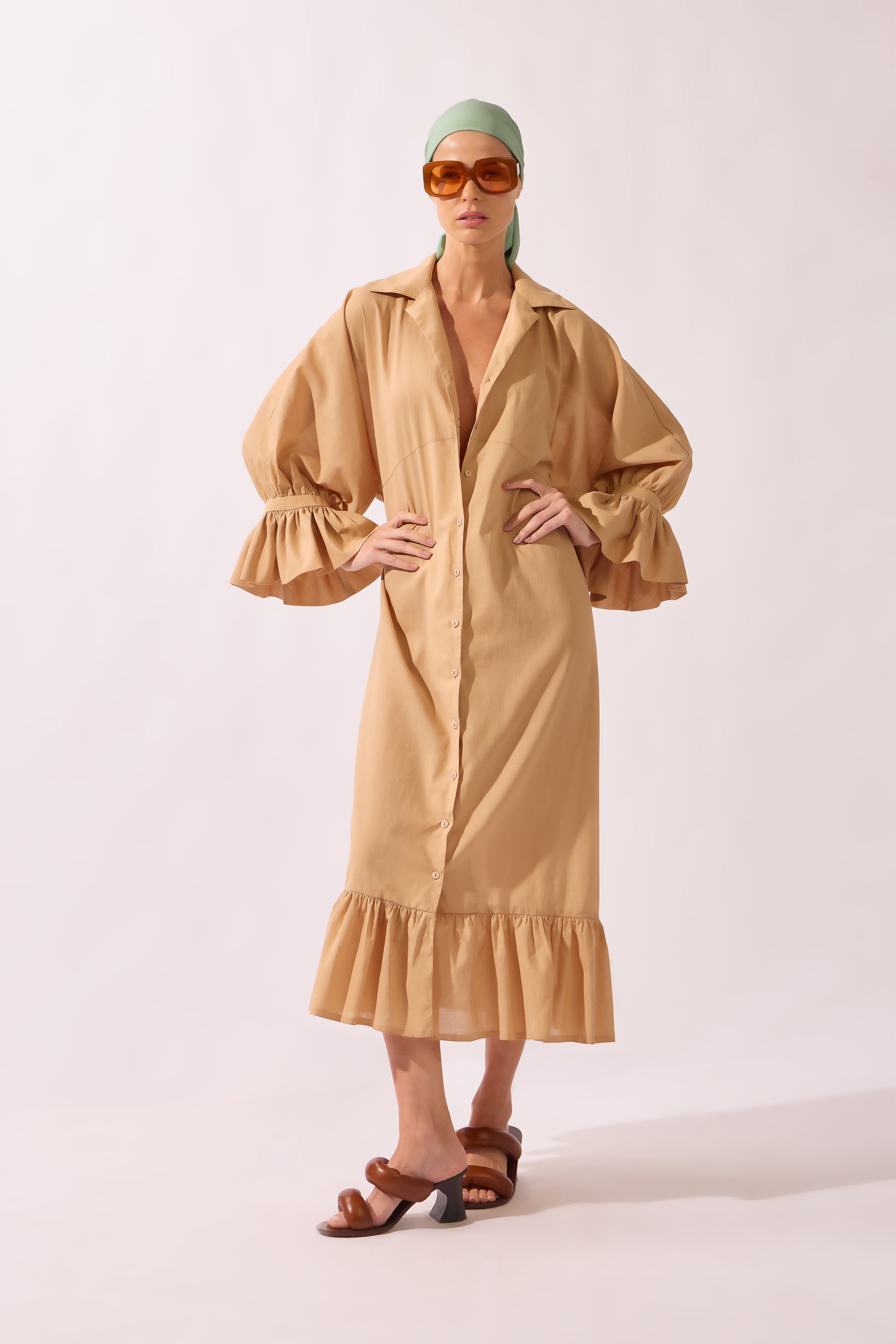 Vestido Midi Raglan Babados Bold Noir