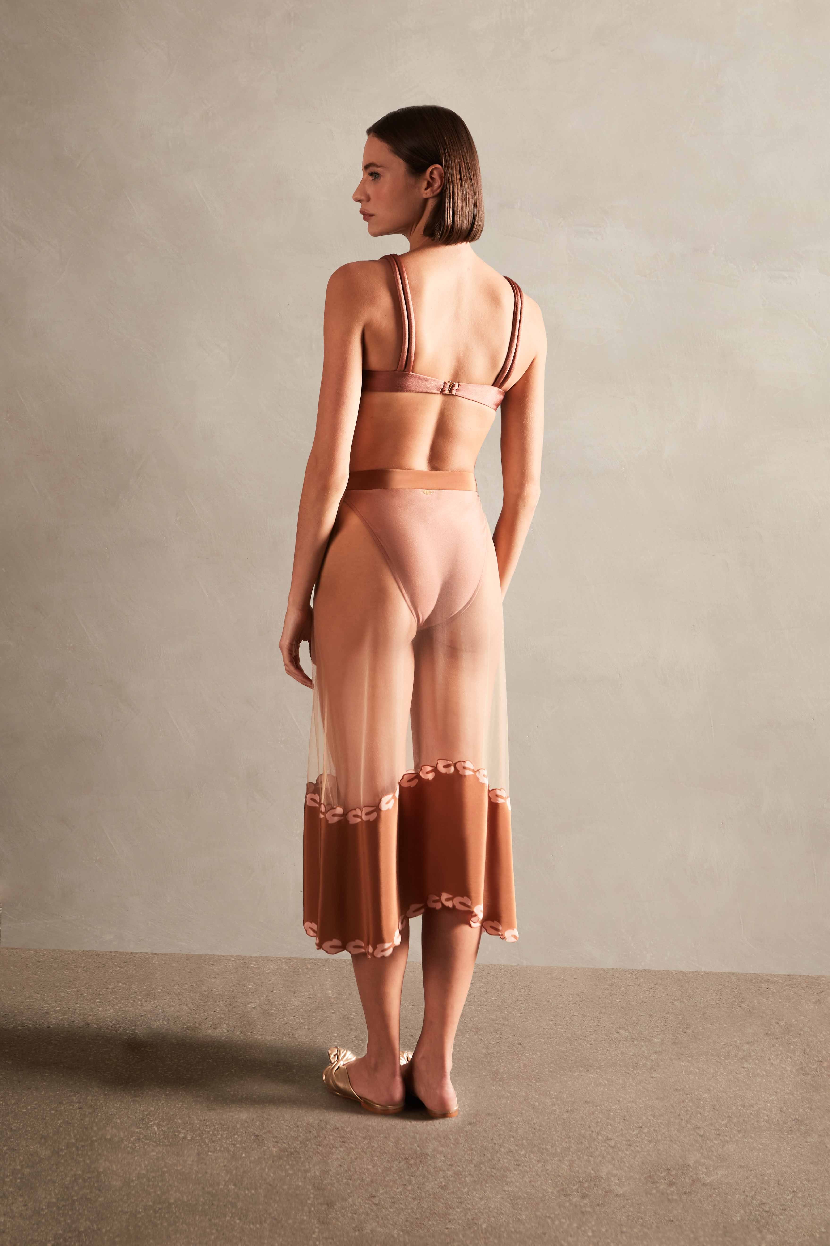 Saia Midi Transparente Spray Of Flower