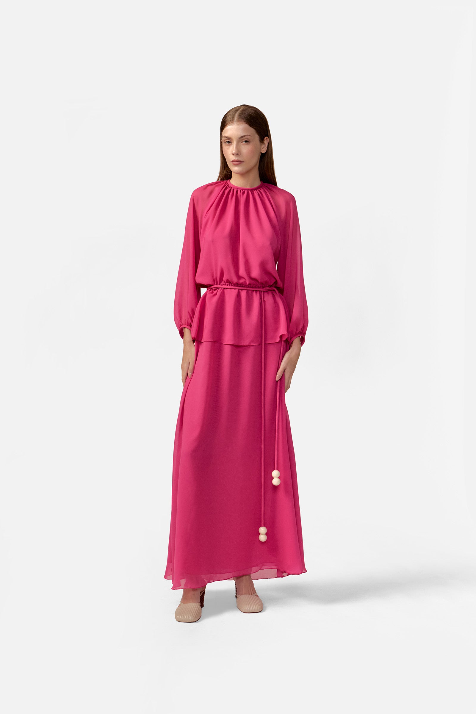 Vestido Longo Peplum Lisos