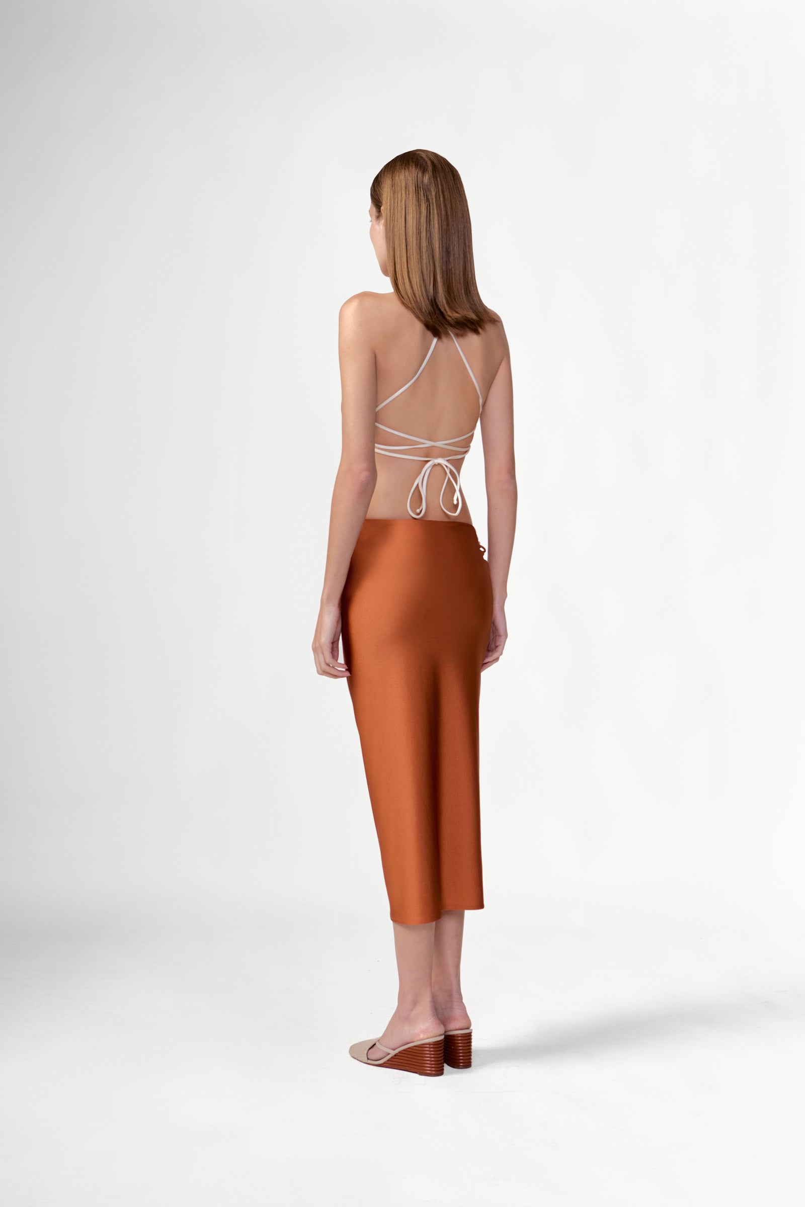 Saia Midi Detalhe Lateral Franzido Lisos