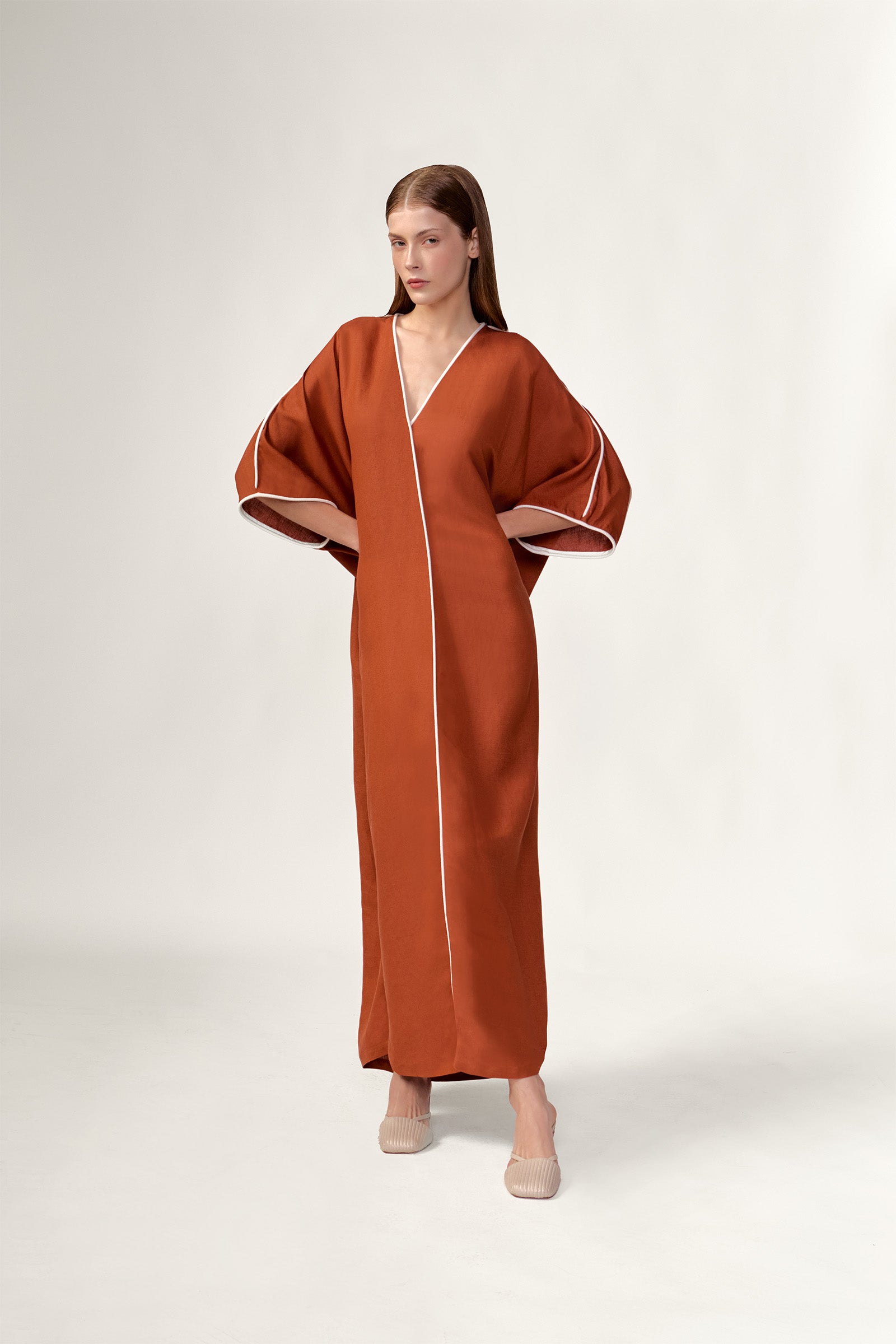 Kaftan Longo Decote V Bicolor