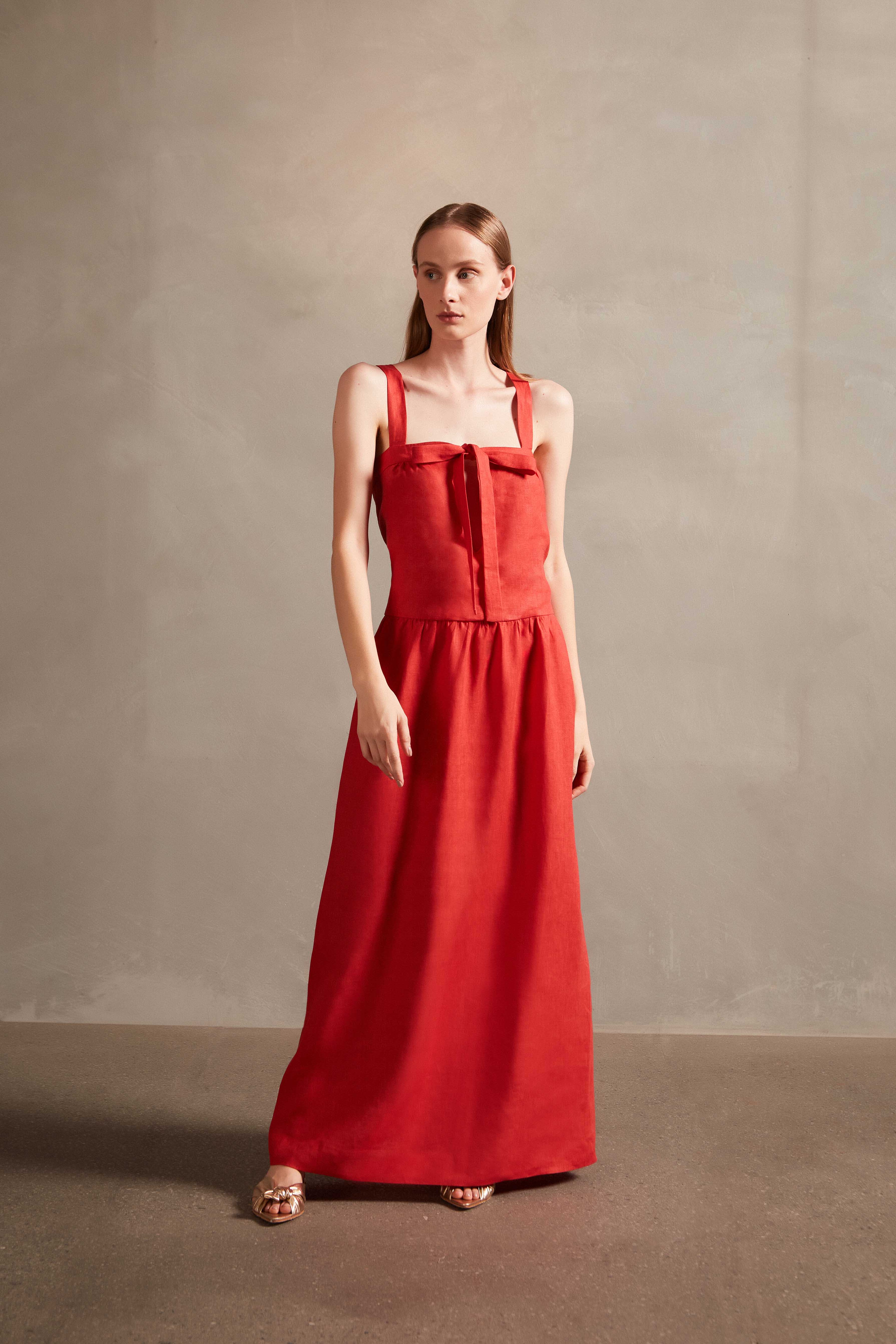 Vestido Longo Detalhe De Amarrar