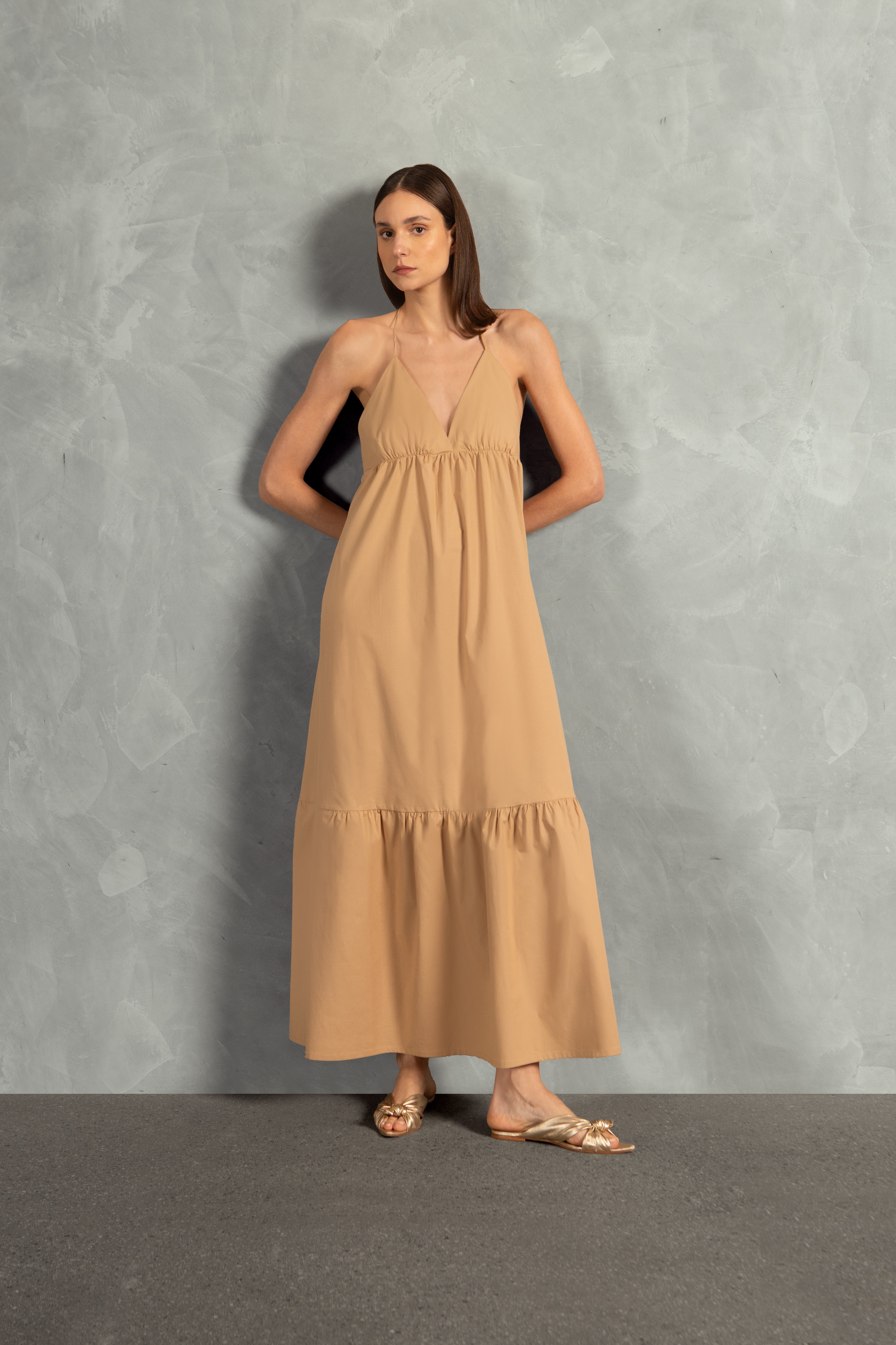 Vestido Longo com Babados Giardino Liso