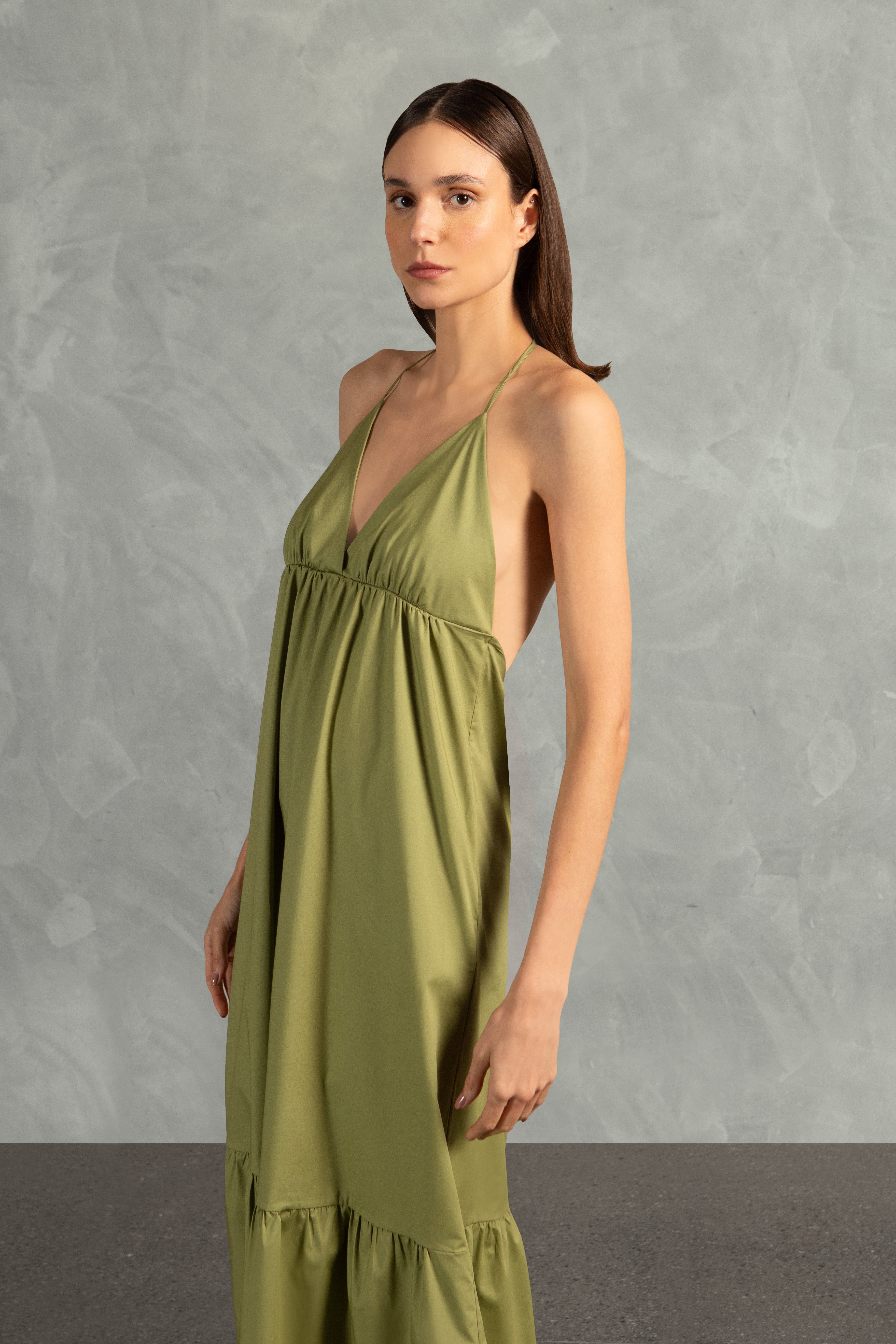 Vestido Longo com Babados Giardino Liso