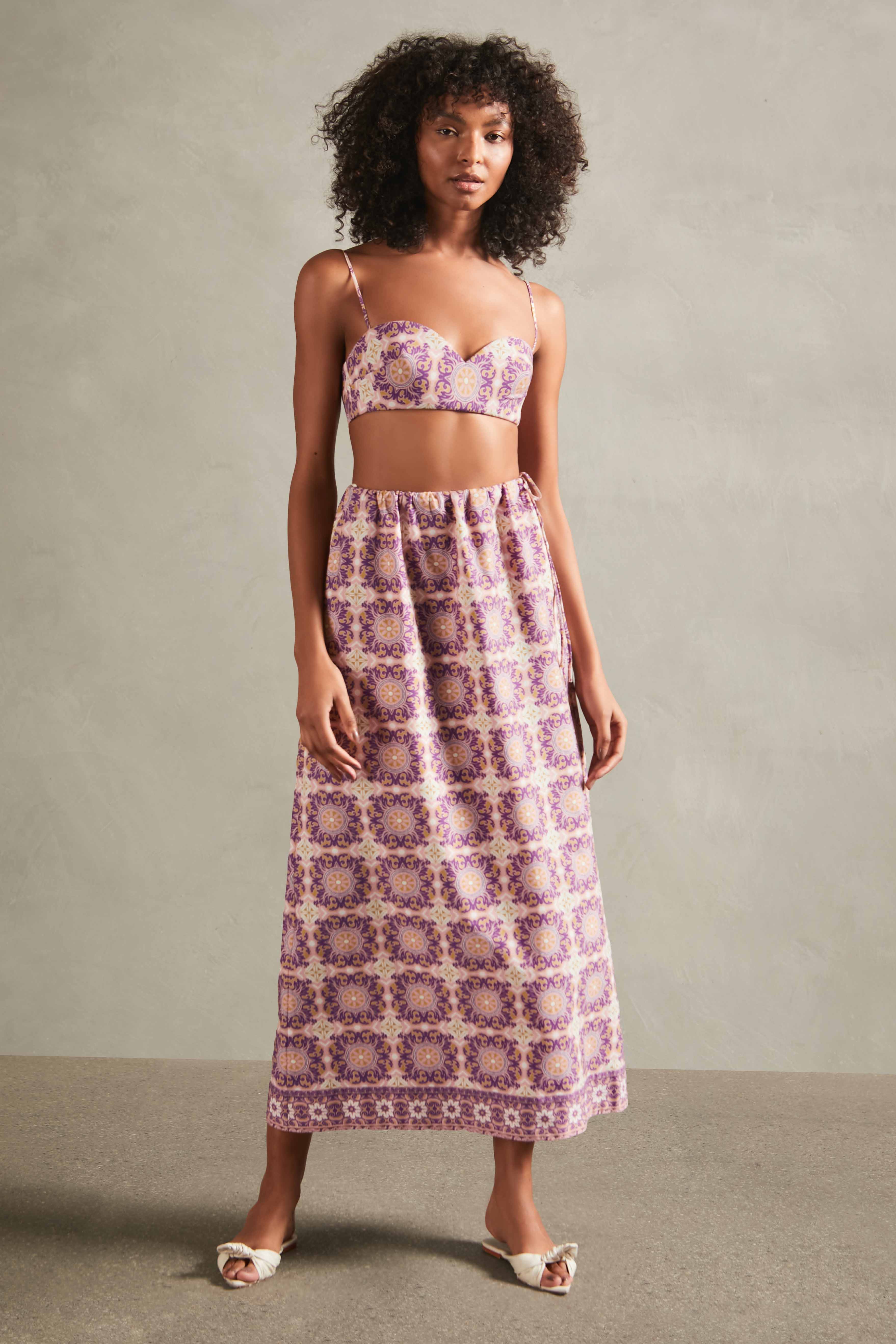 Conjunto Top Saia Exotic Coral