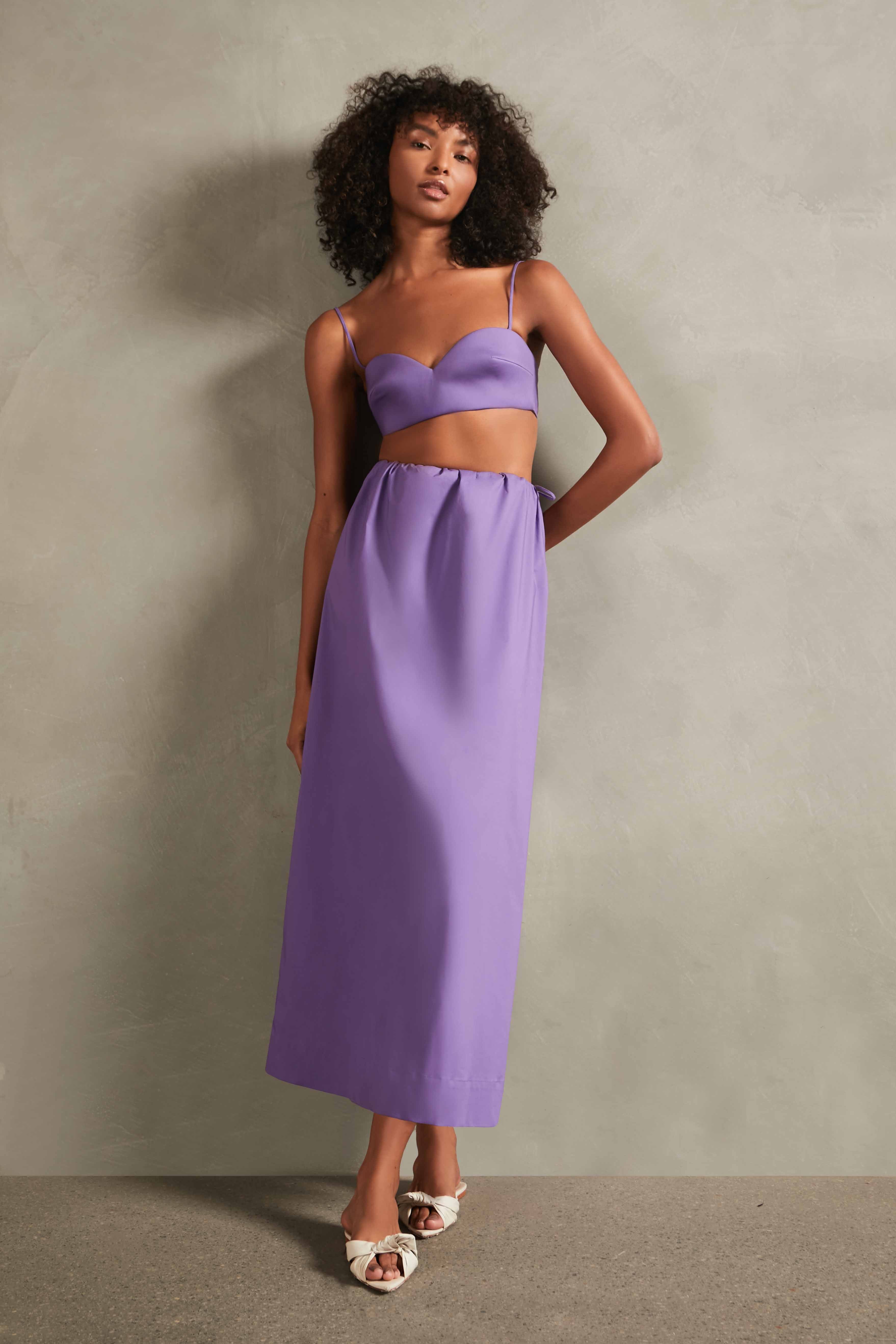 Conjunto Top Saia Liso Exotc Coral Liso