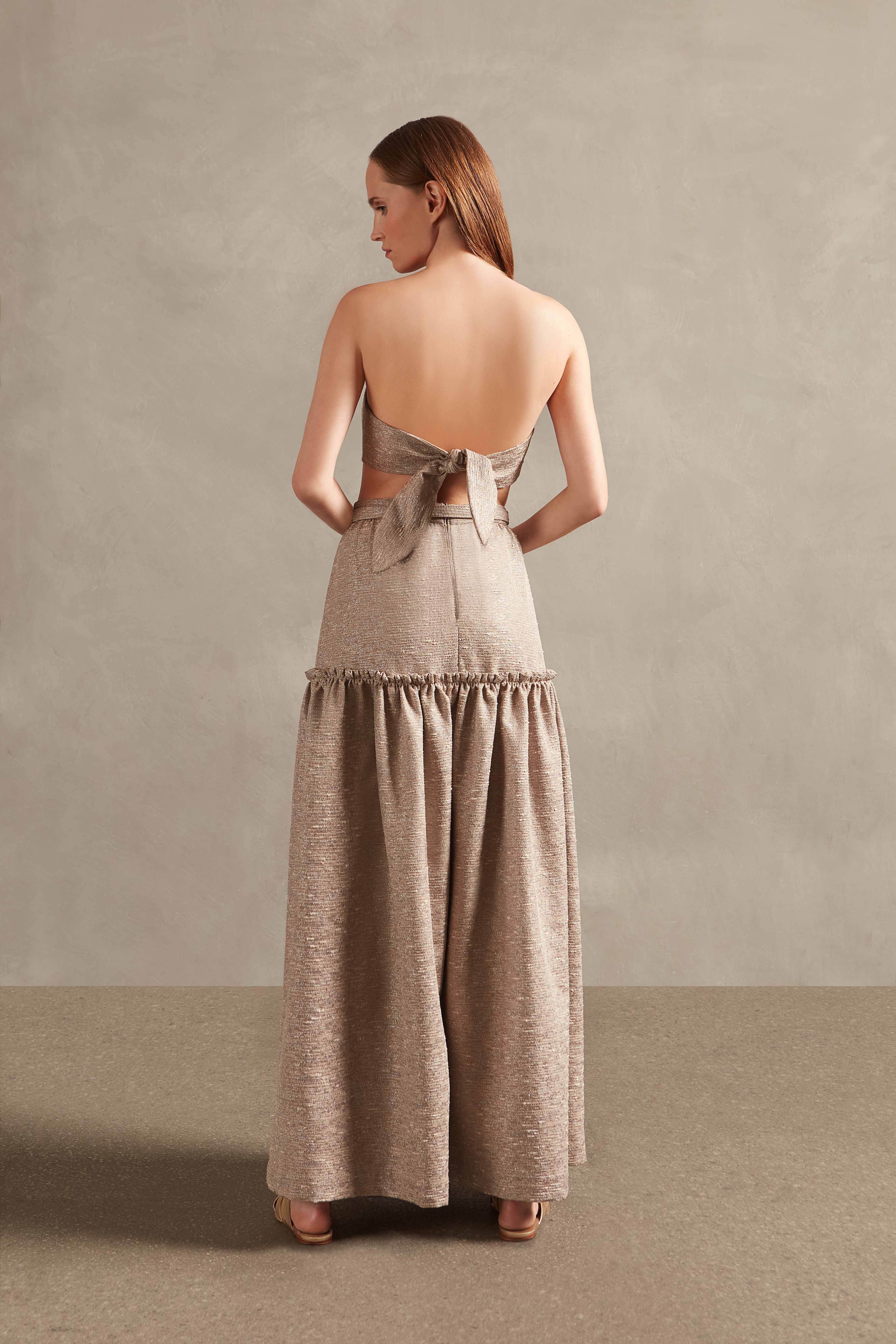 Saia Longa Franzidos Com Cinto Moon Shine