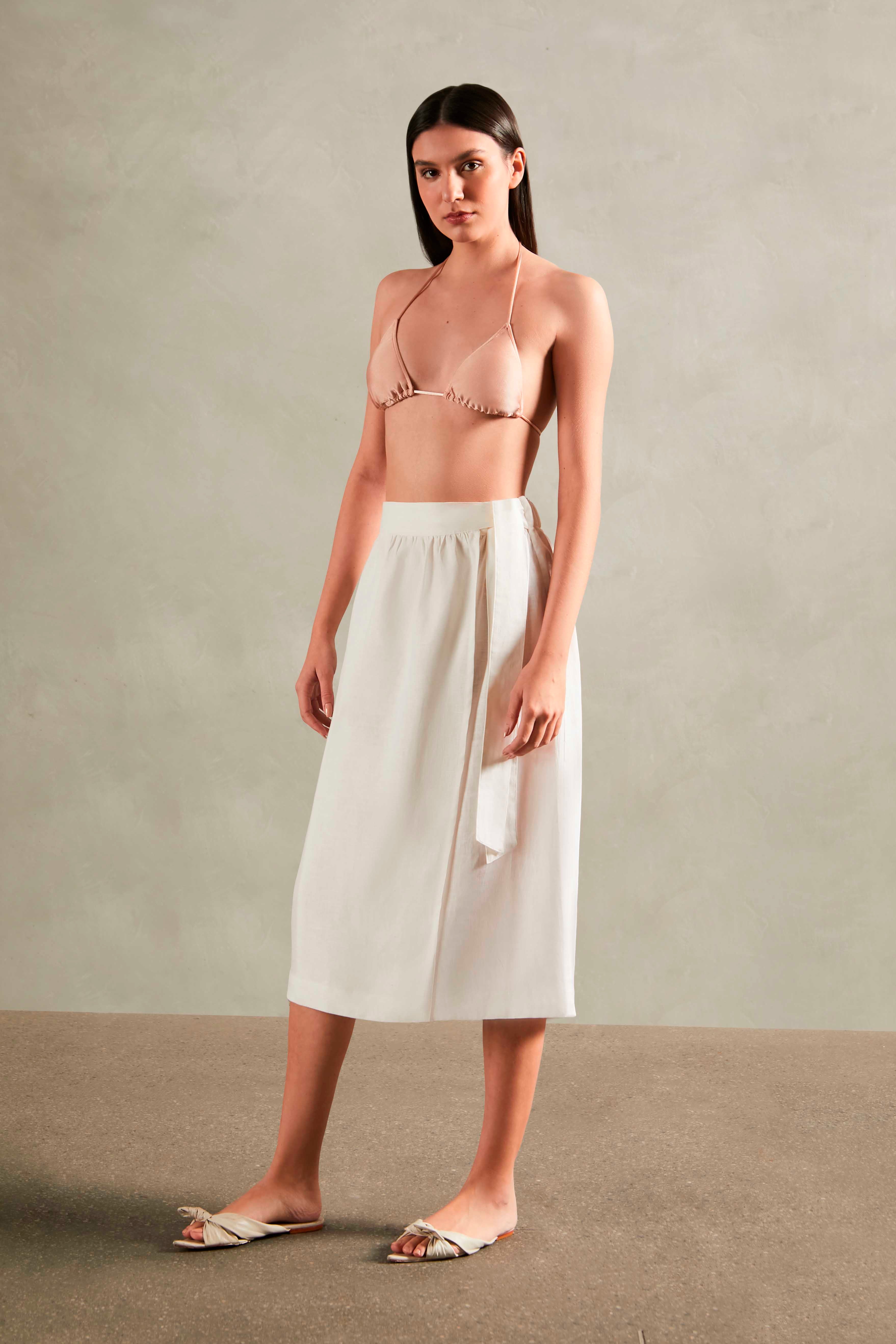 Saia Midi Transpassada Orquídea Vintage