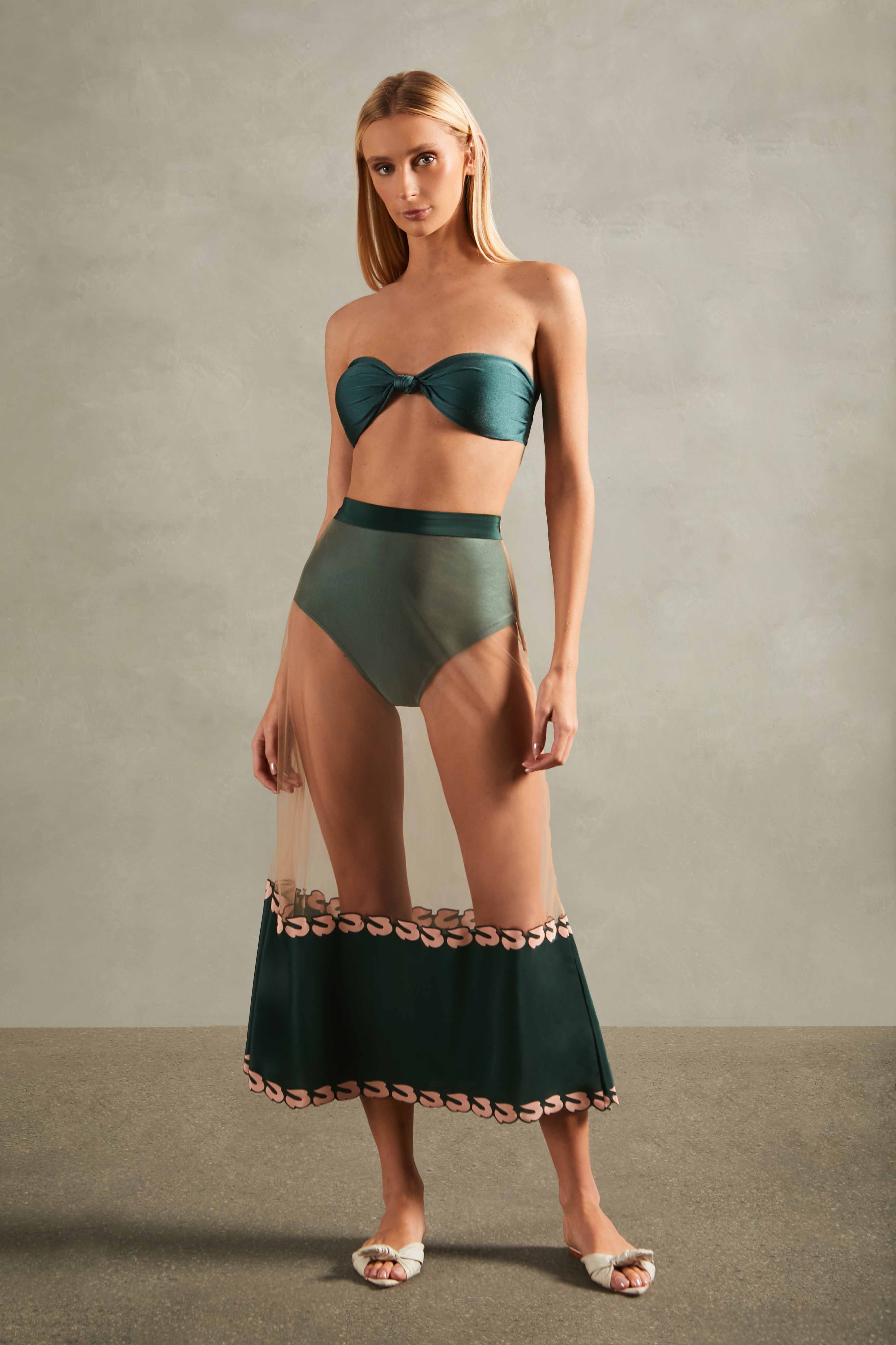 Saia Midi Transparente Spray Of Flower