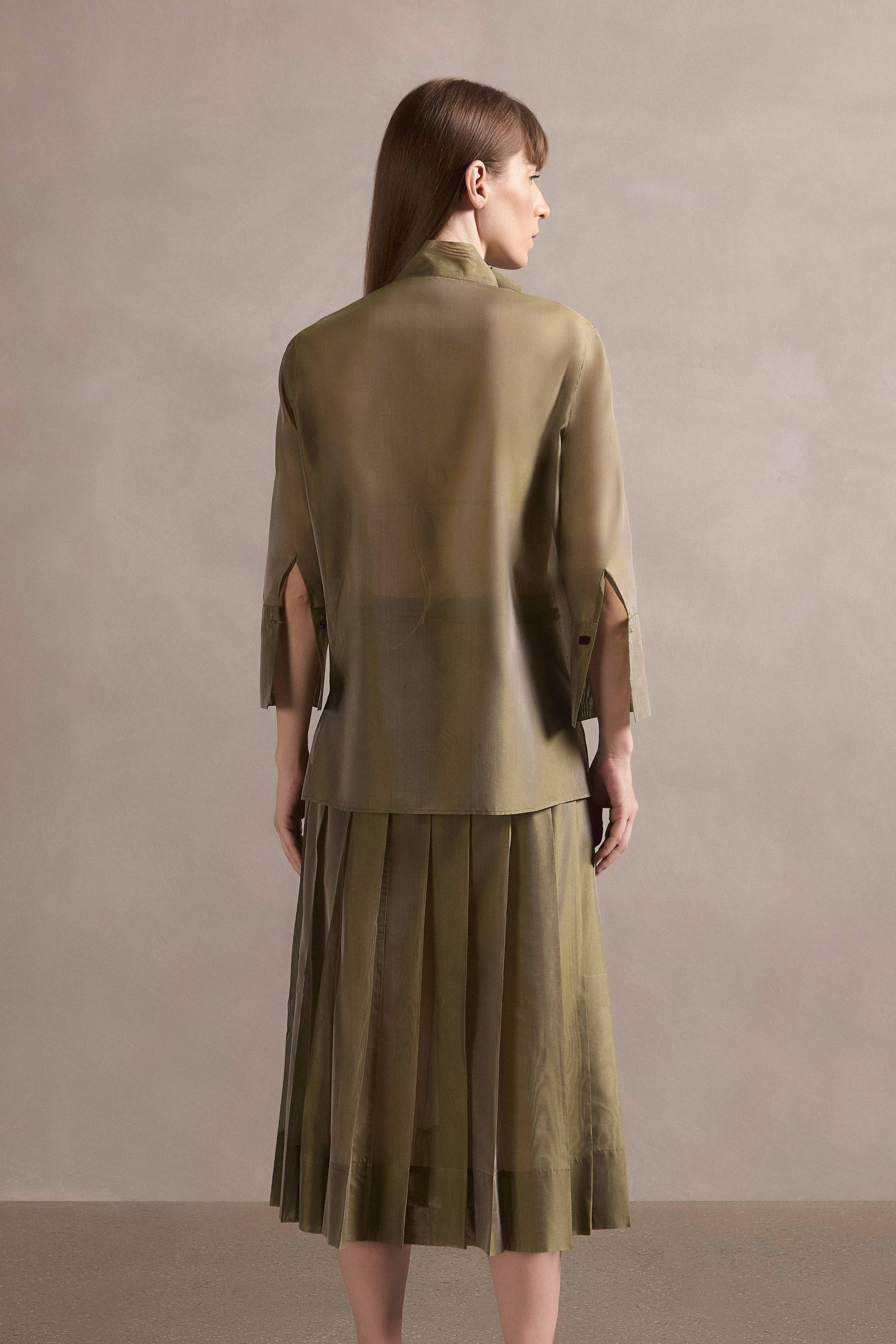 Camisa Manga Longa Organza Com Faixa Mobile