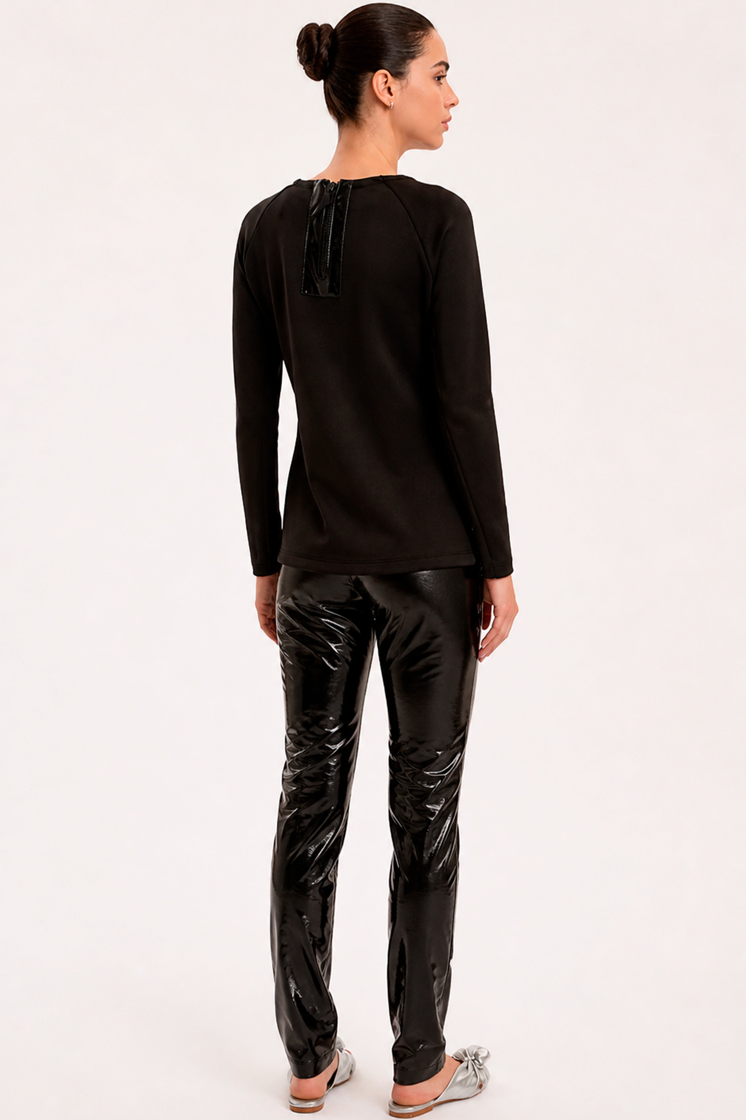 Blusa Manga Longa Neoprene Detalhe Zíper