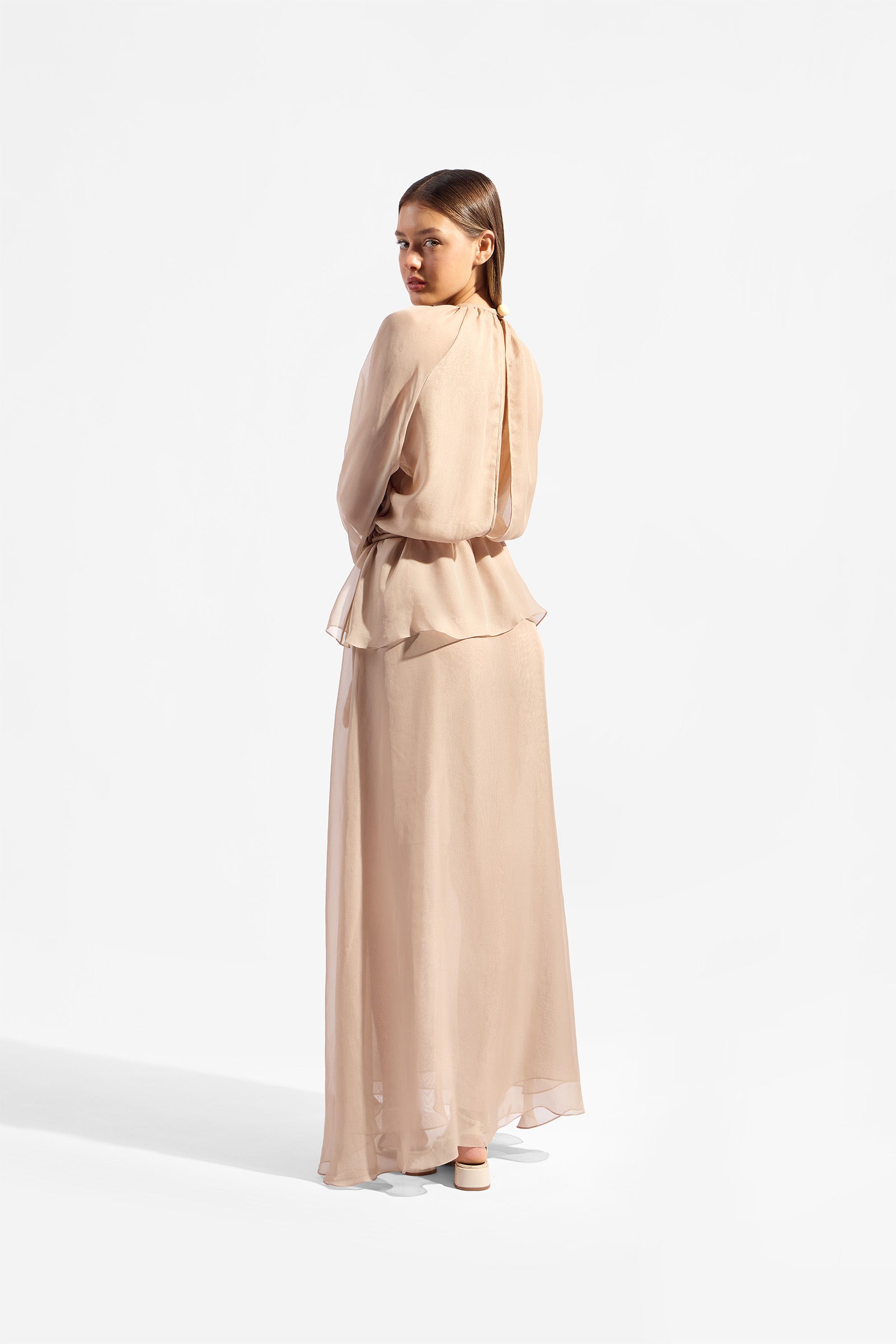 Vestido Longo Peplum Baleares Lisos