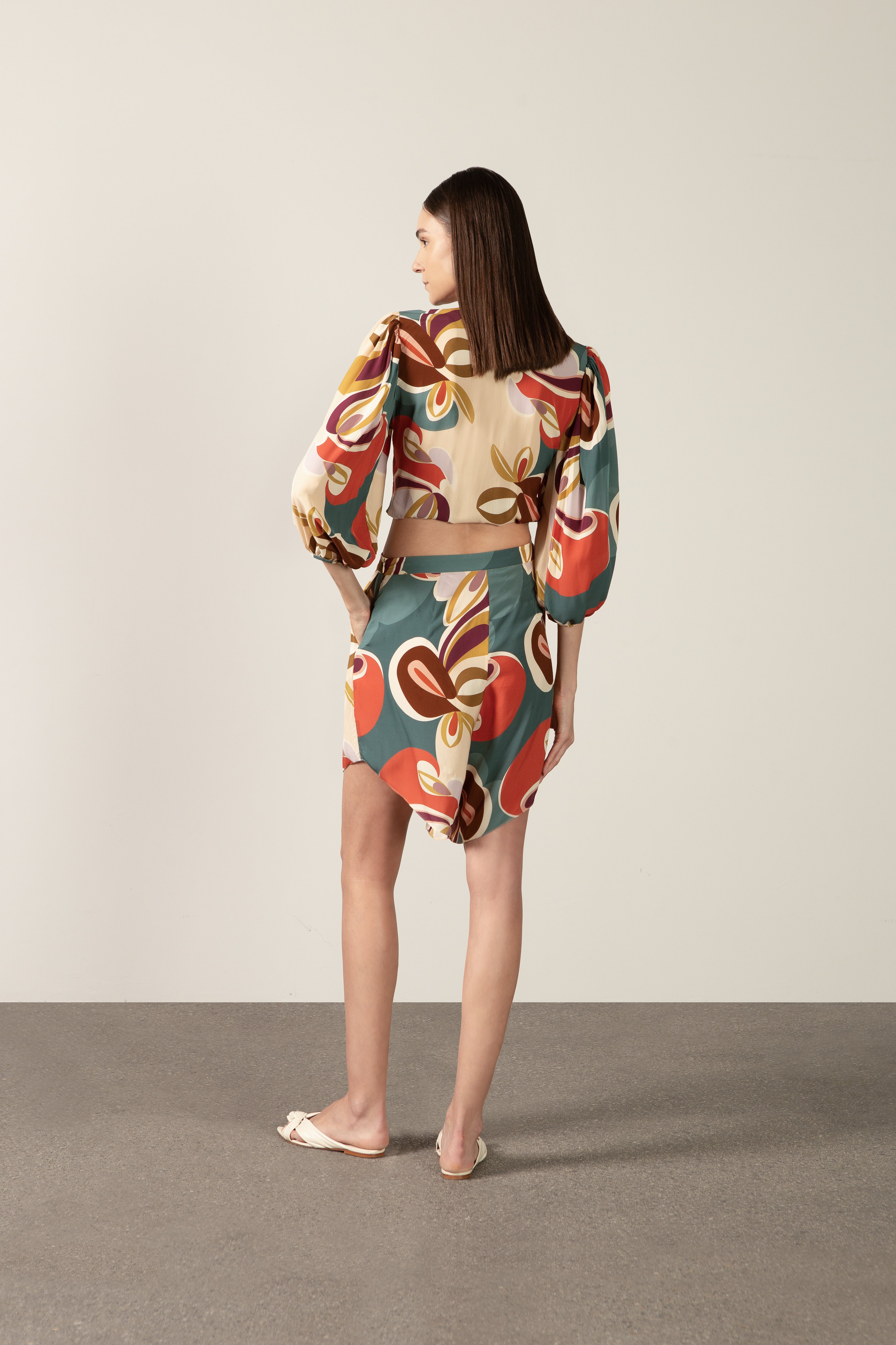 Camisa Manga Curta Amarração Floral Organic