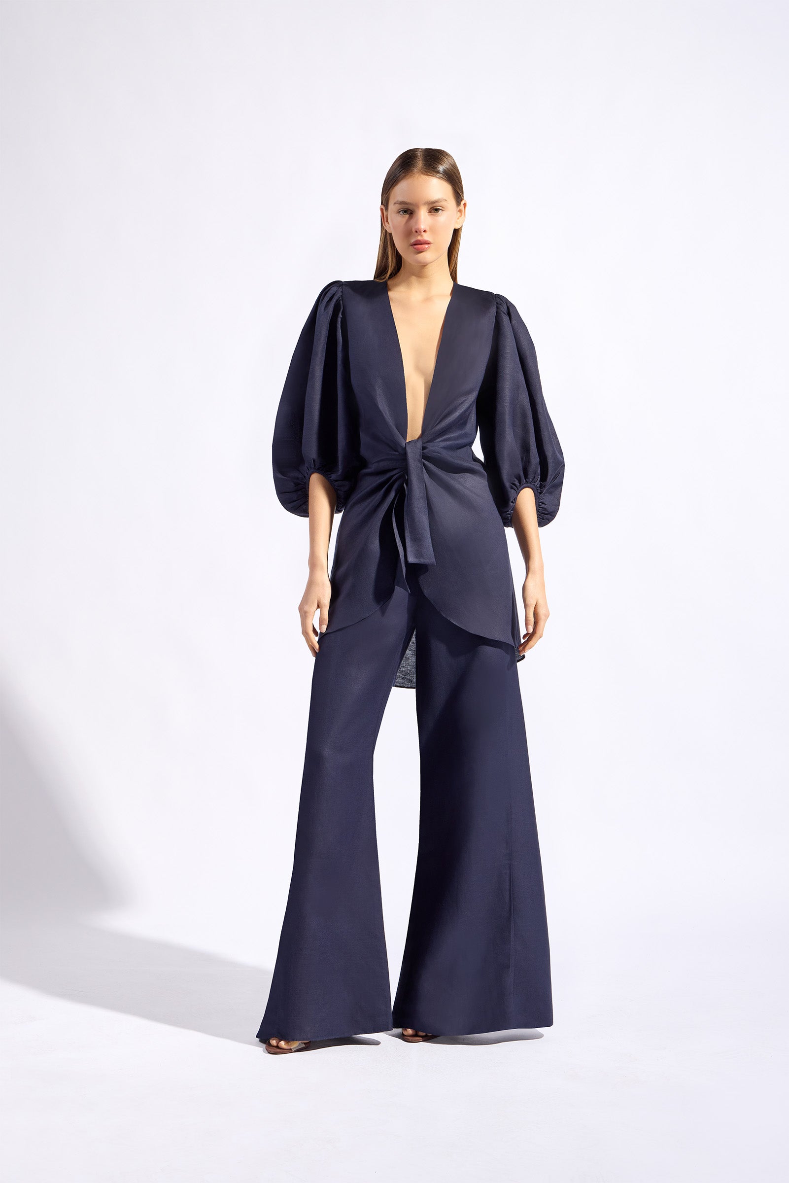 Calça e Camisa Longa De Amarrar Timeless Azul Marinho