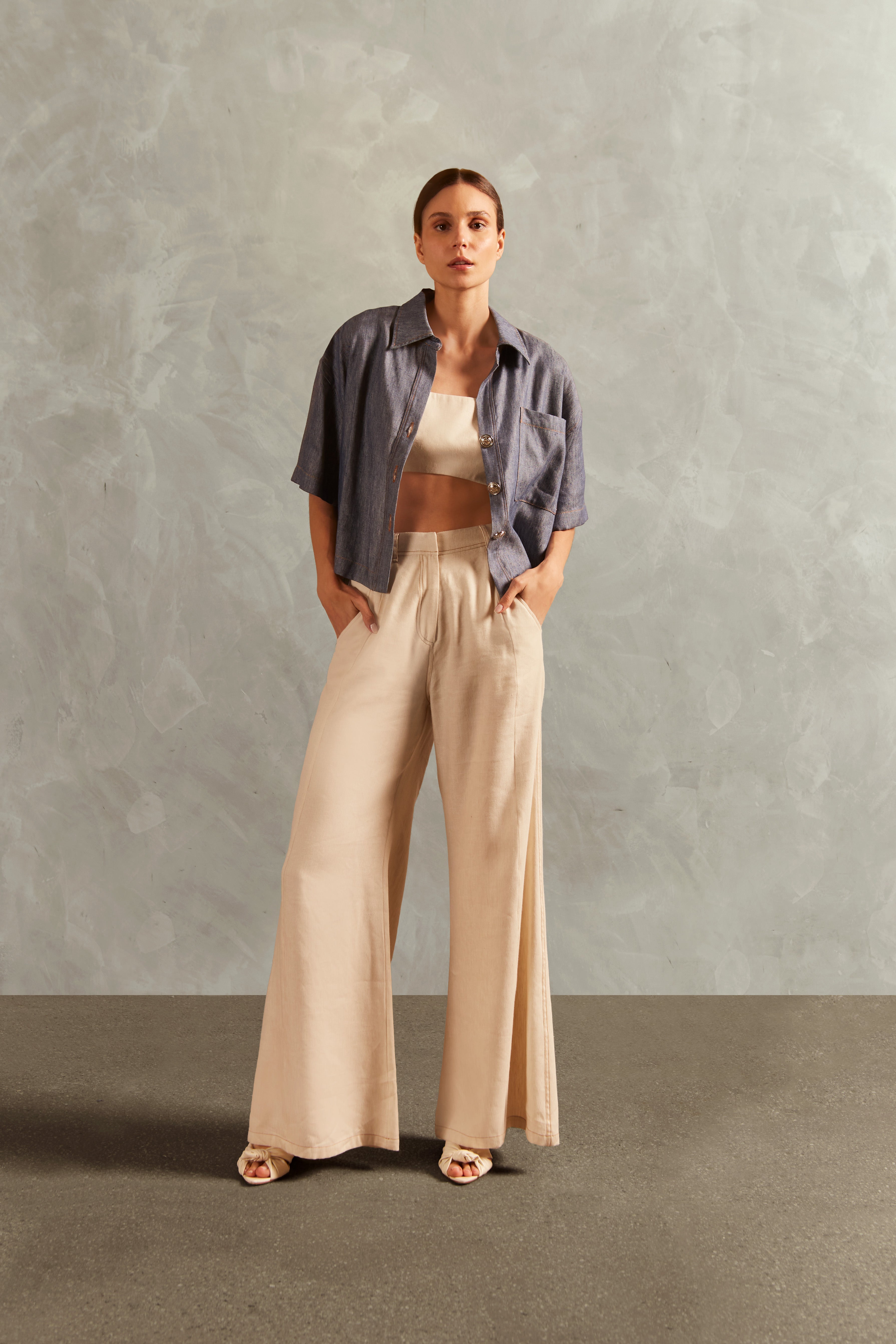 Calça Pantalona Jeans