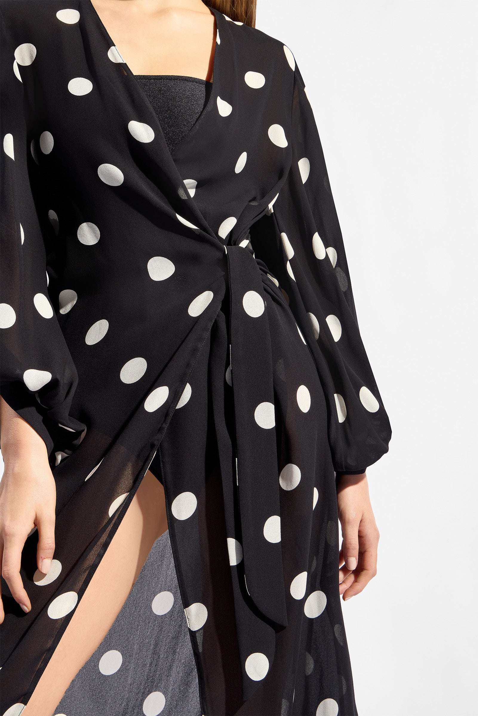 Robe Longo Manga Bufante Mix Pois