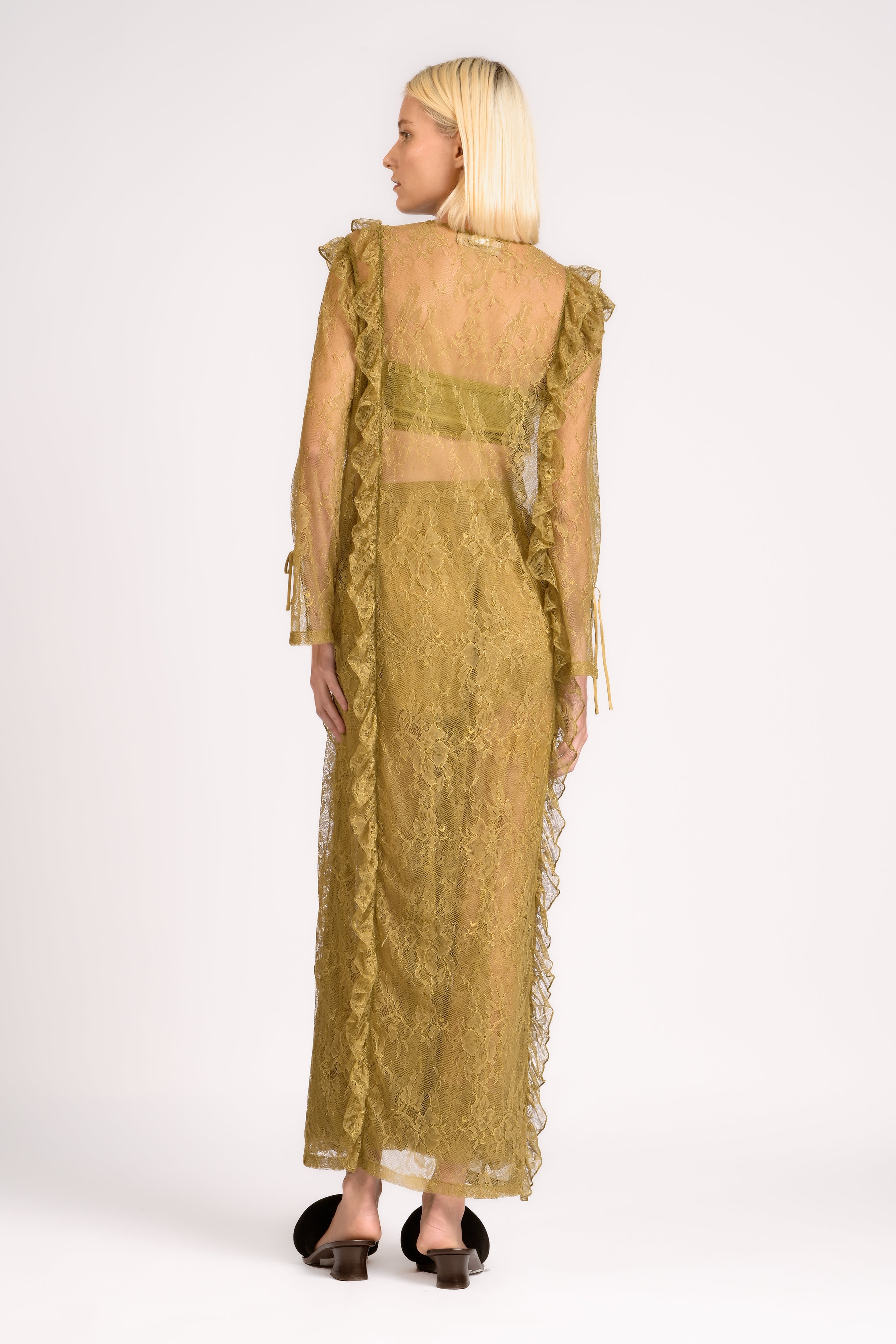 Robe Longo Babados Lina Pois Lisos