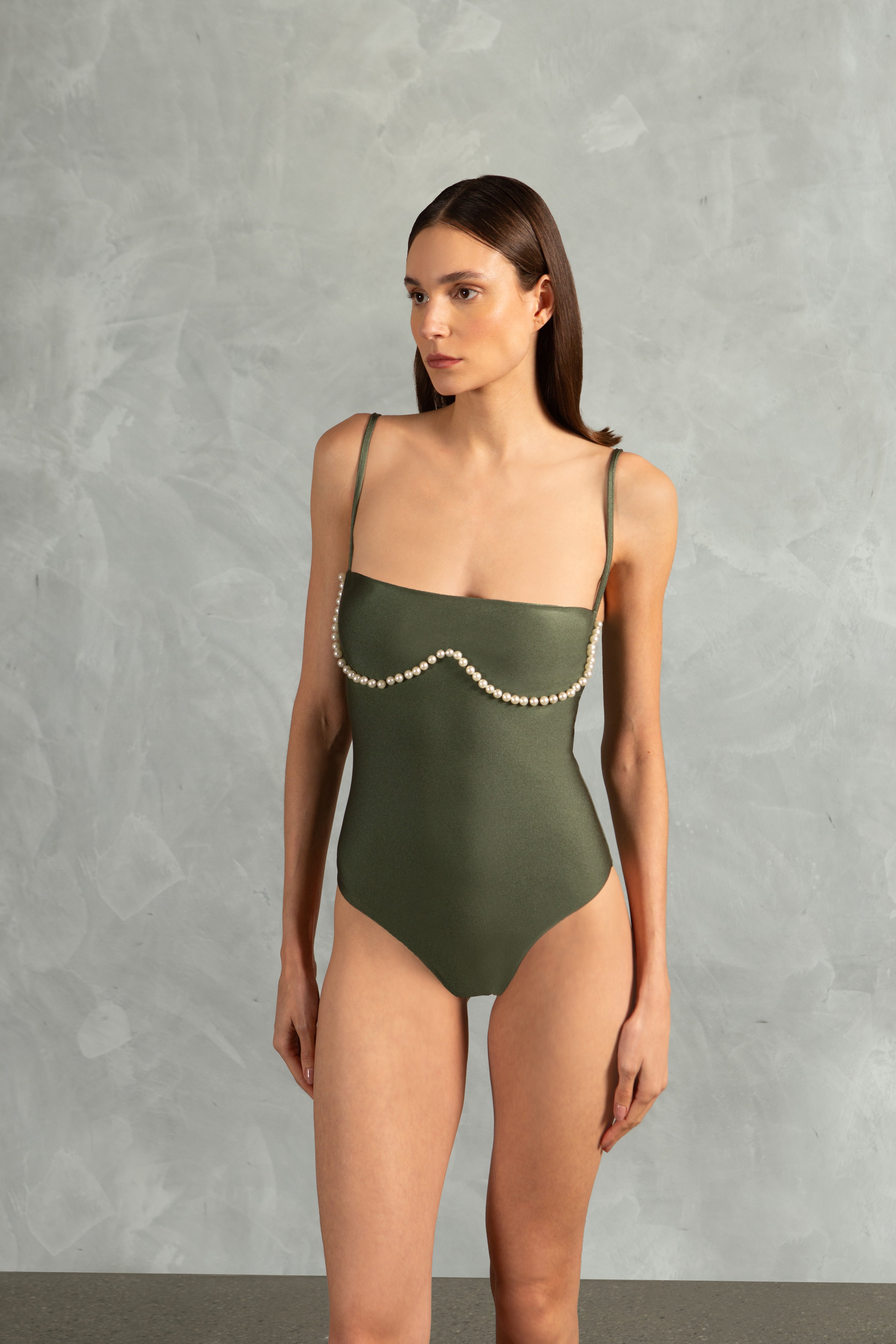 Maillot Alças Com Pérolas Ostras
