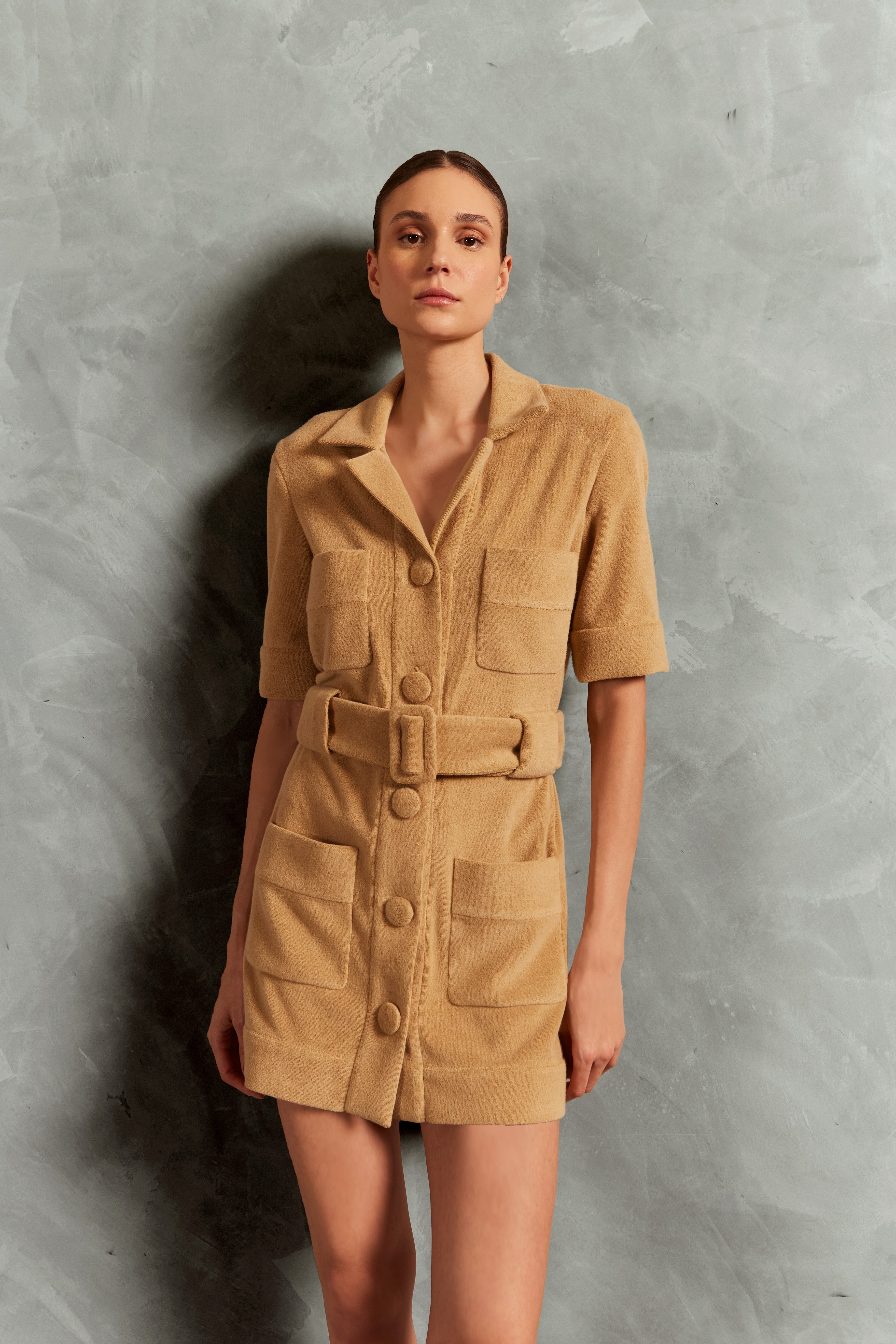 Vestido Curto Cinto Terry