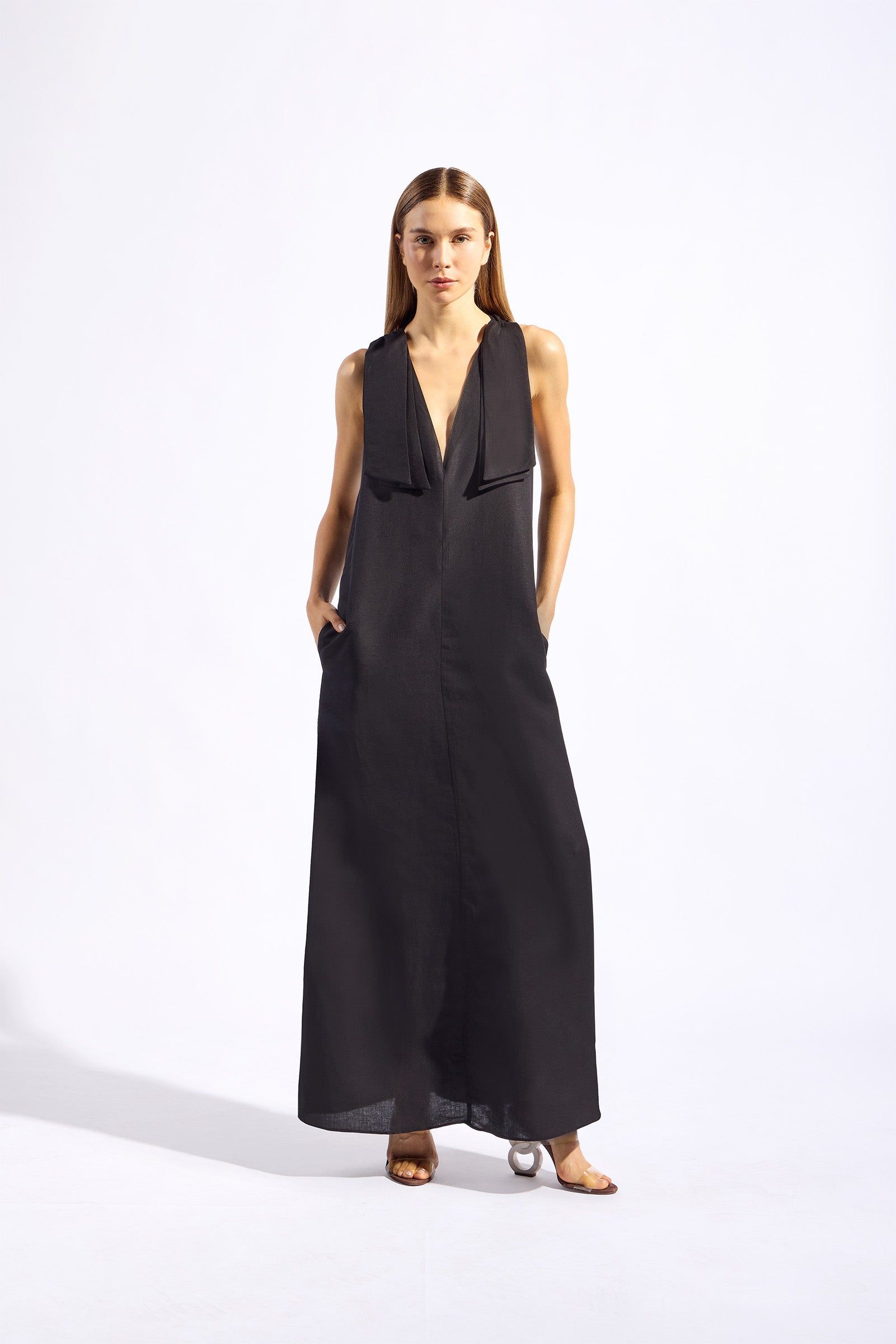 Vestido Longo Alças Com Laços Timeless