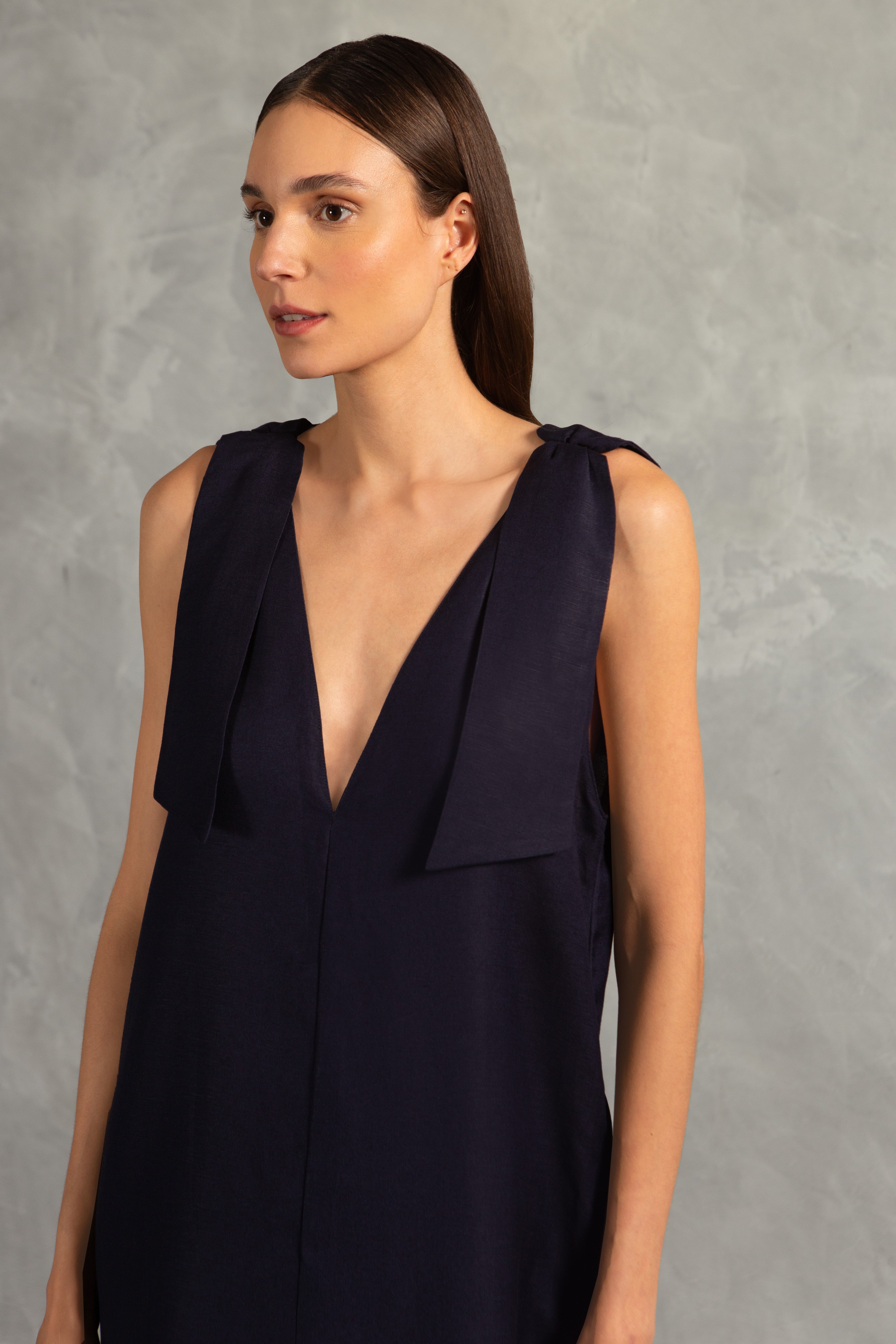 Vestido Longo Alças Com Laços Timeless