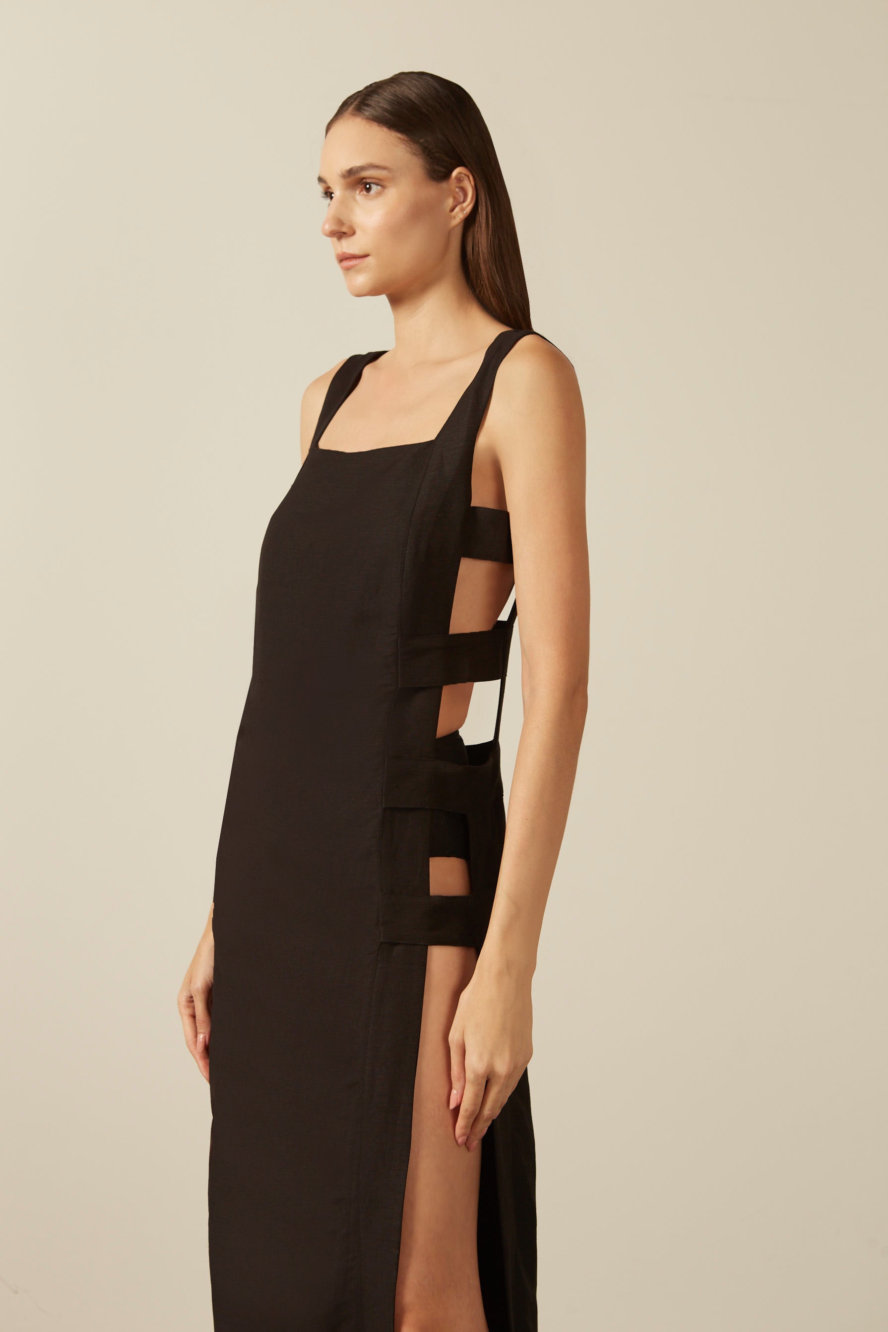 Vestido Longo Abertura Lateral Linhos