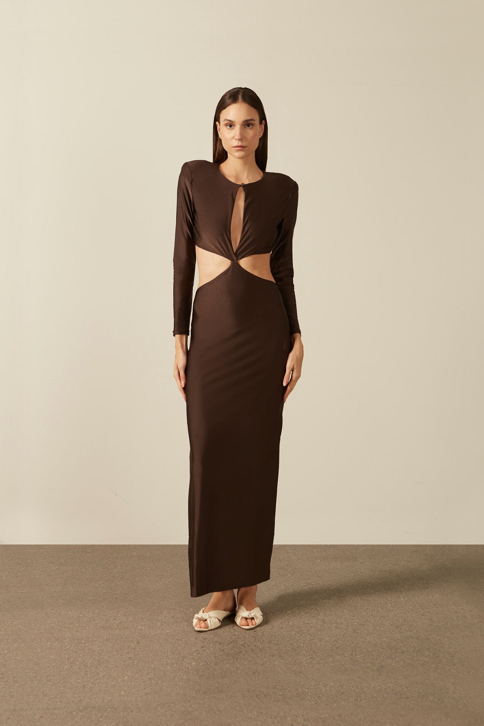 Vestido Longo Decote Profundo Vintage Citronelle