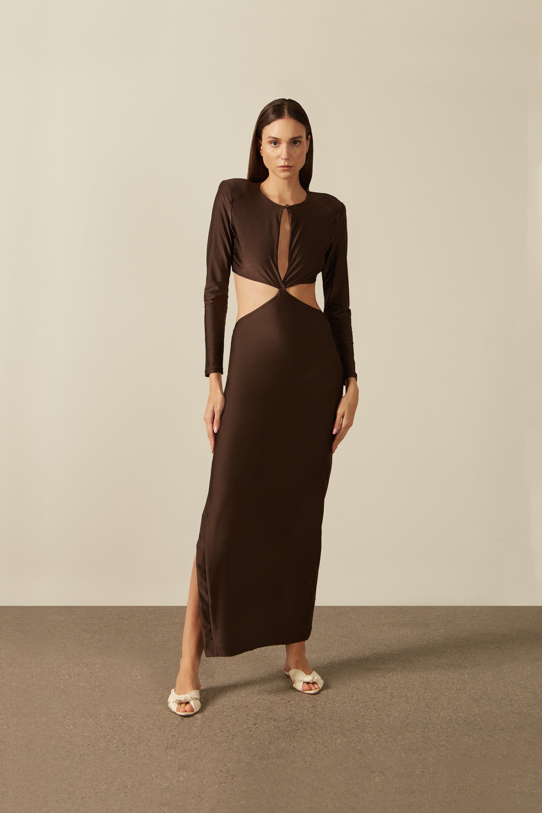 Vestido Longo Decote Profundo Vintage Citronelle