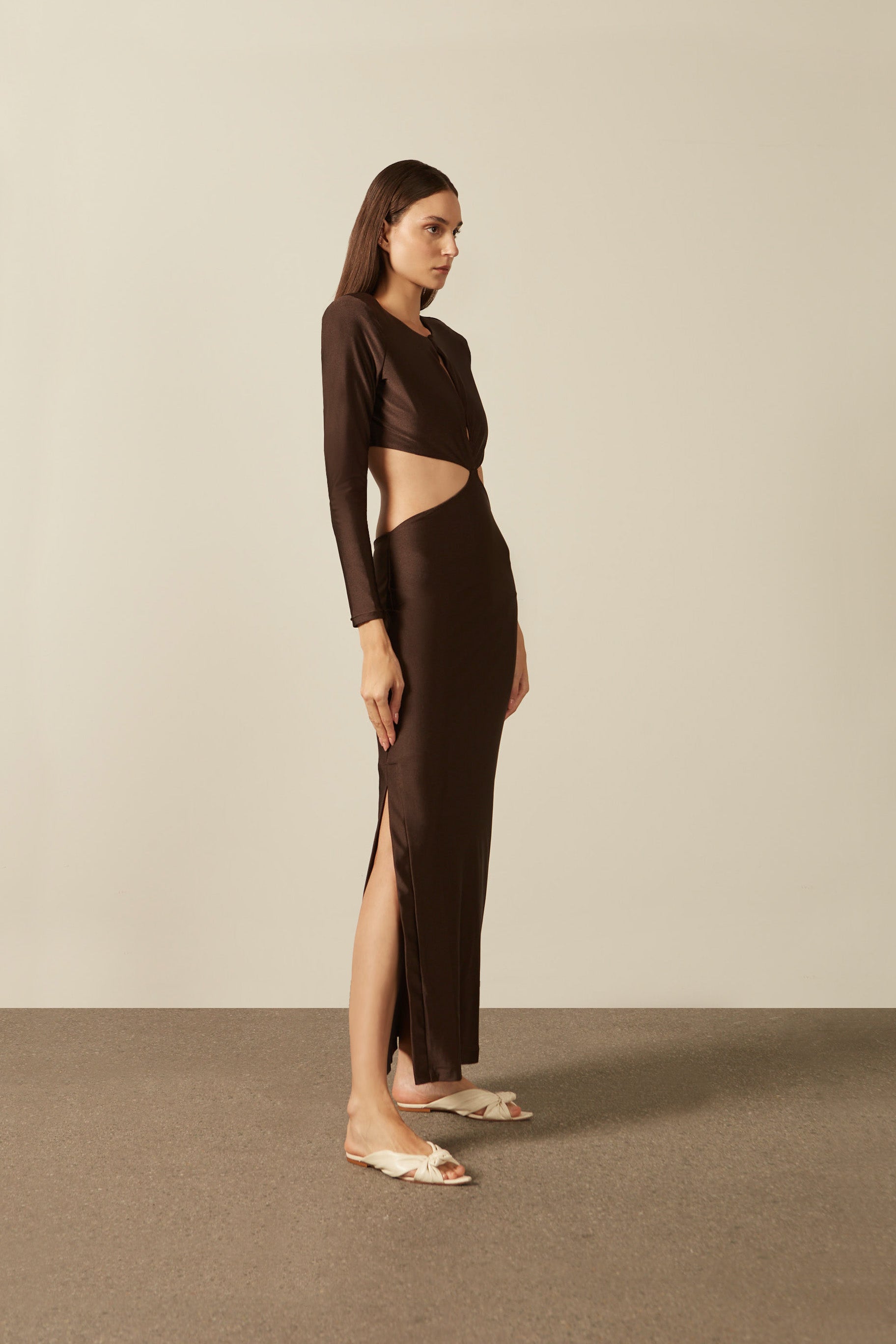 Vestido Longo Decote Profundo Vintage Citronelle