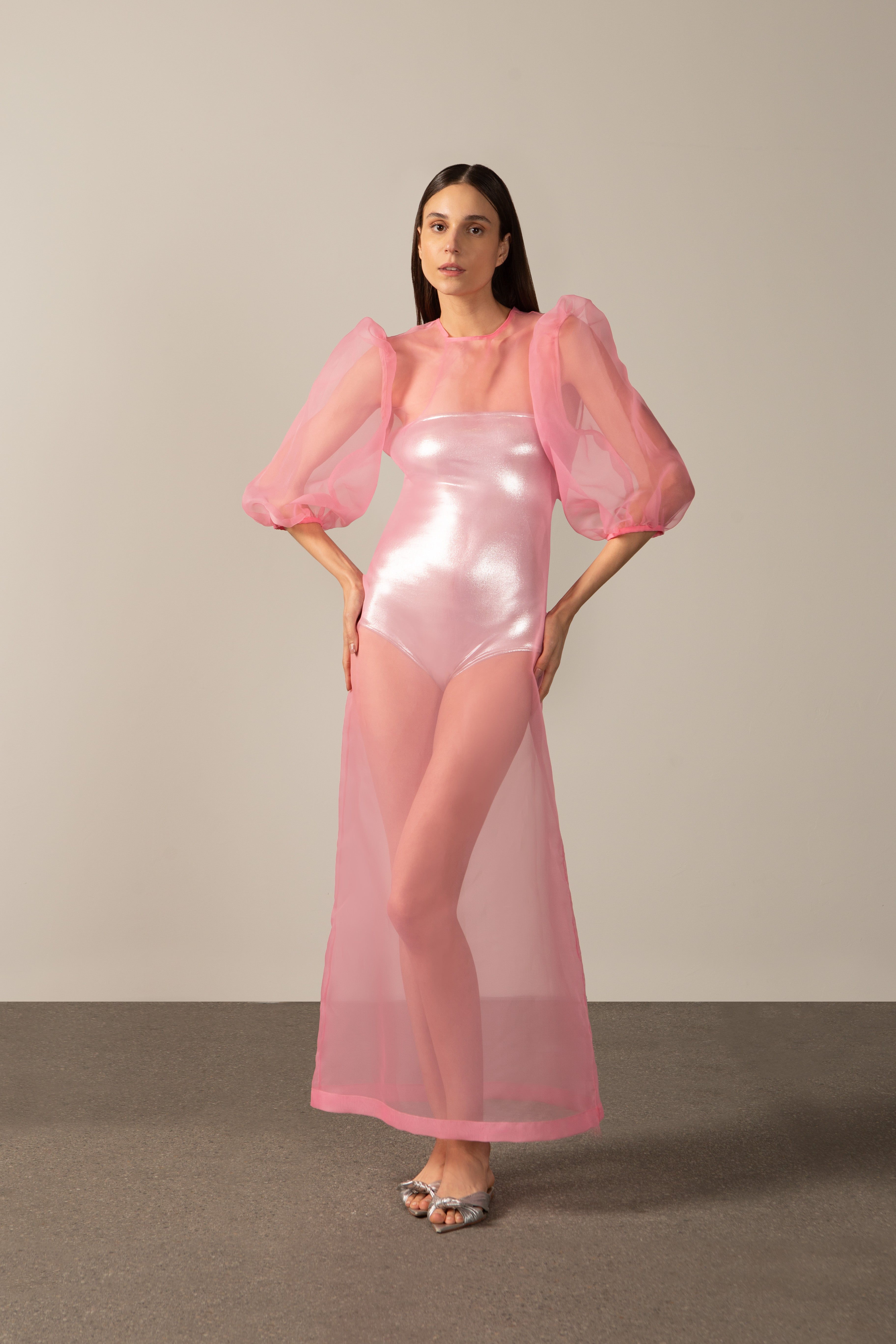 Vestido Longo Manga Bufante Eclat