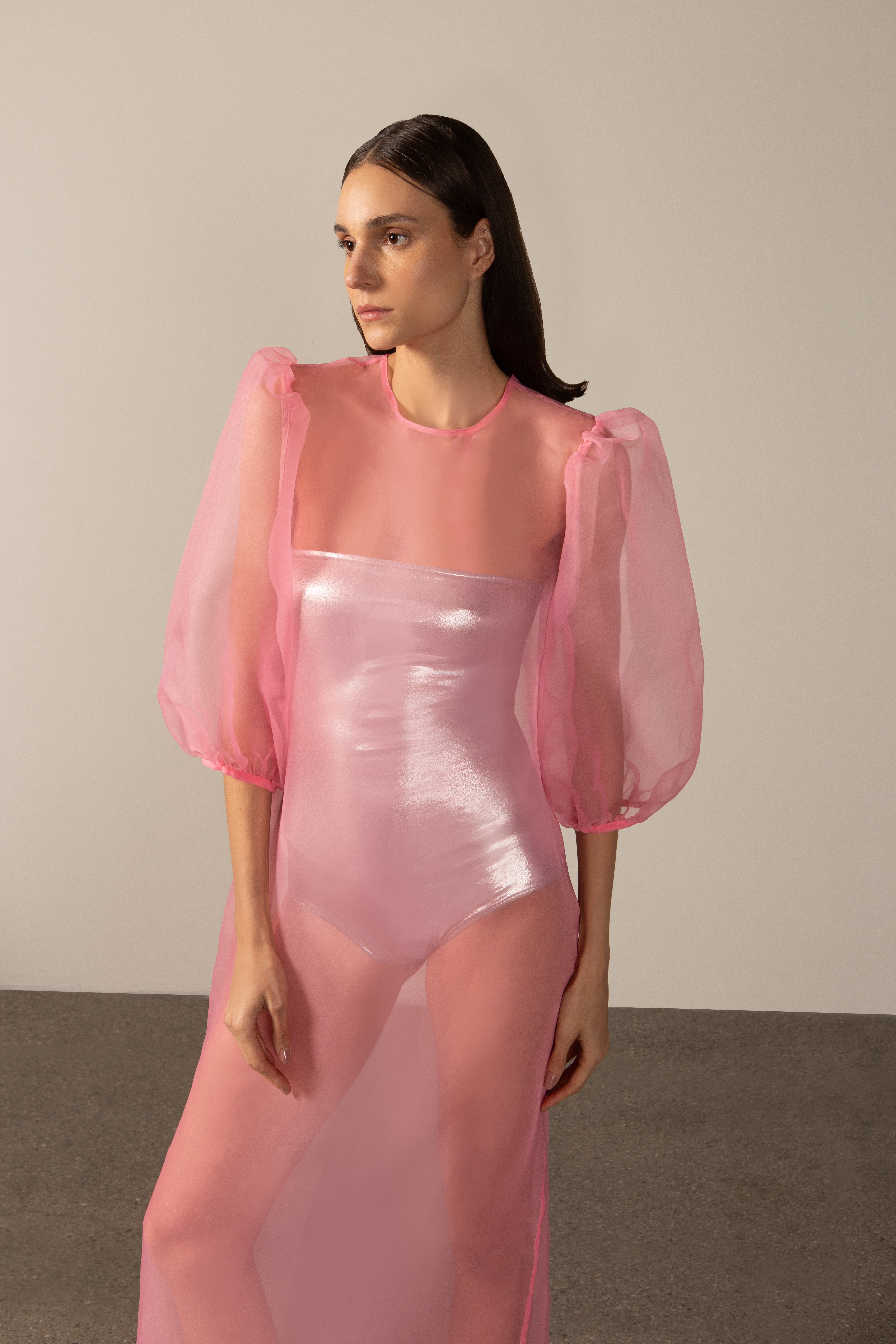 Vestido Longo Manga Bufante Eclat