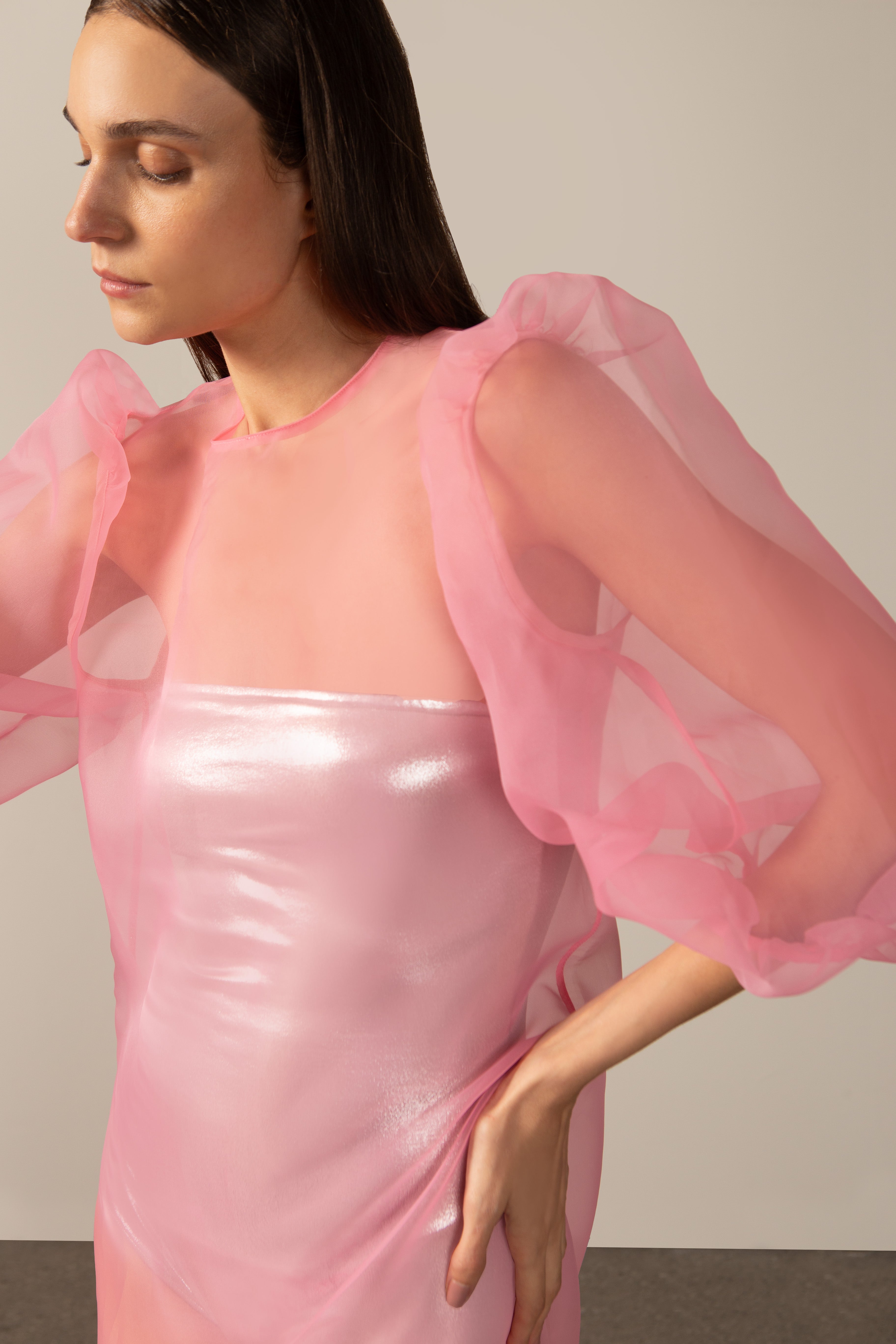 Vestido Longo Manga Bufante Eclat