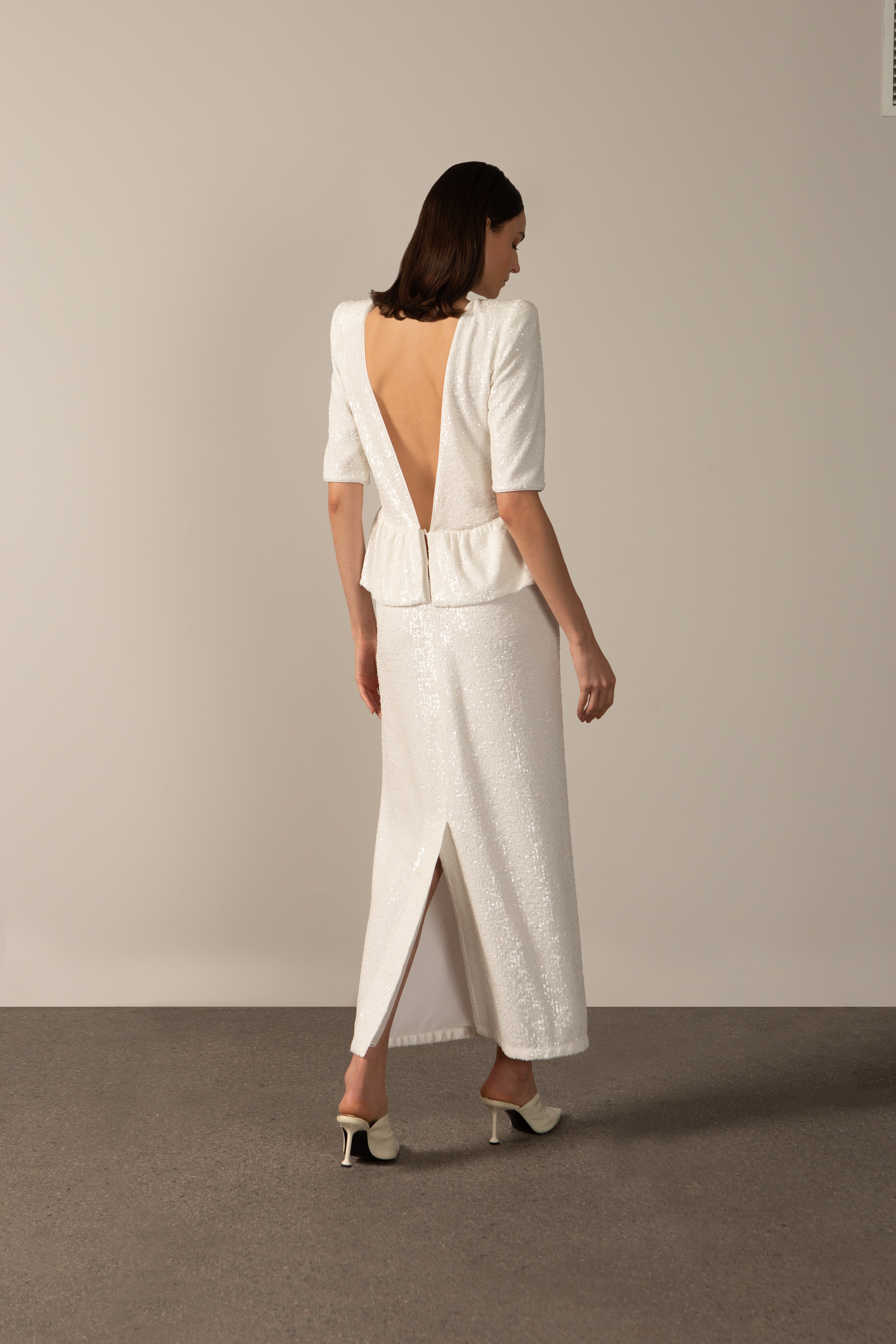 Vestido Longo Manga Longa Paetê