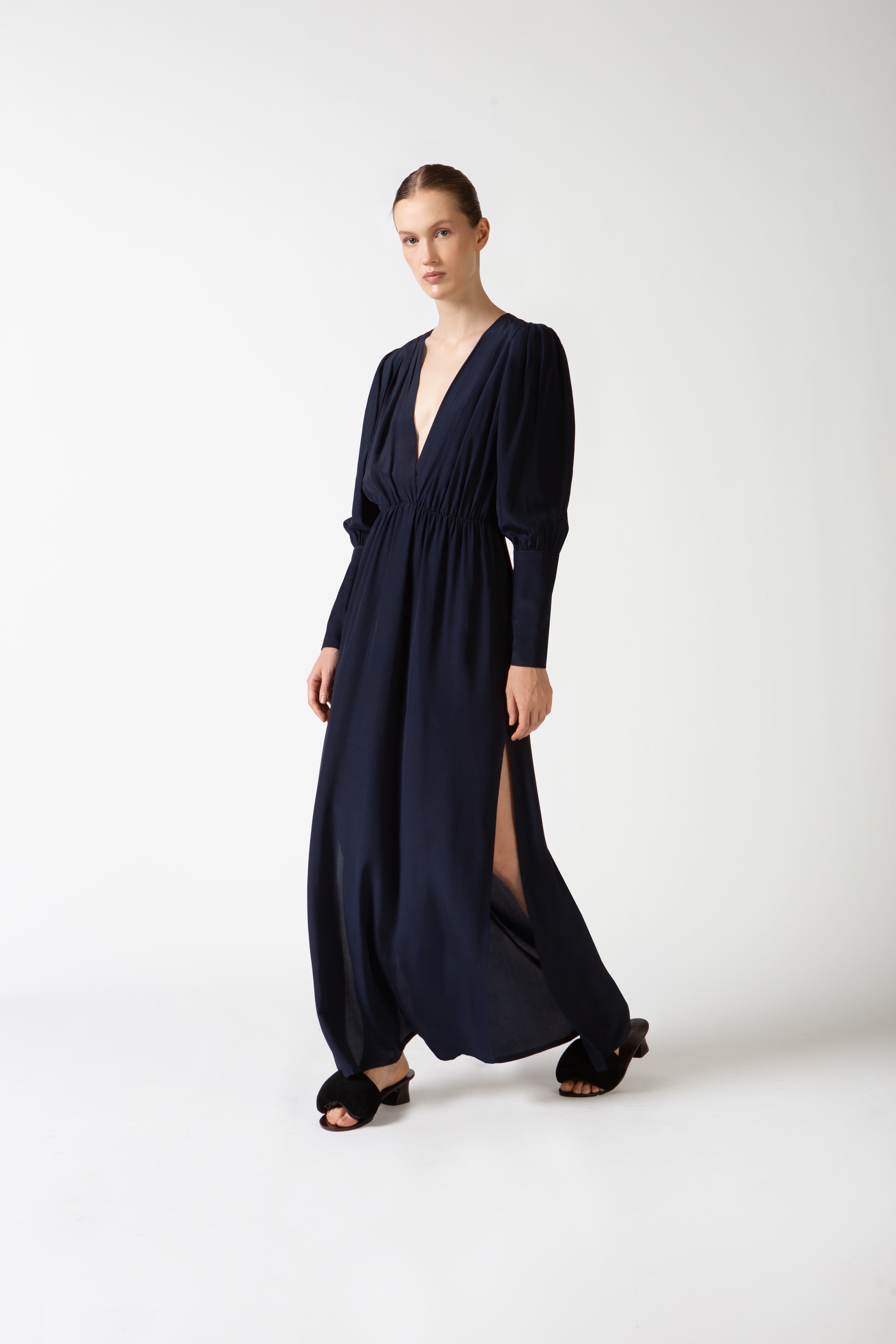 Vestido Longo Decote V Lisos